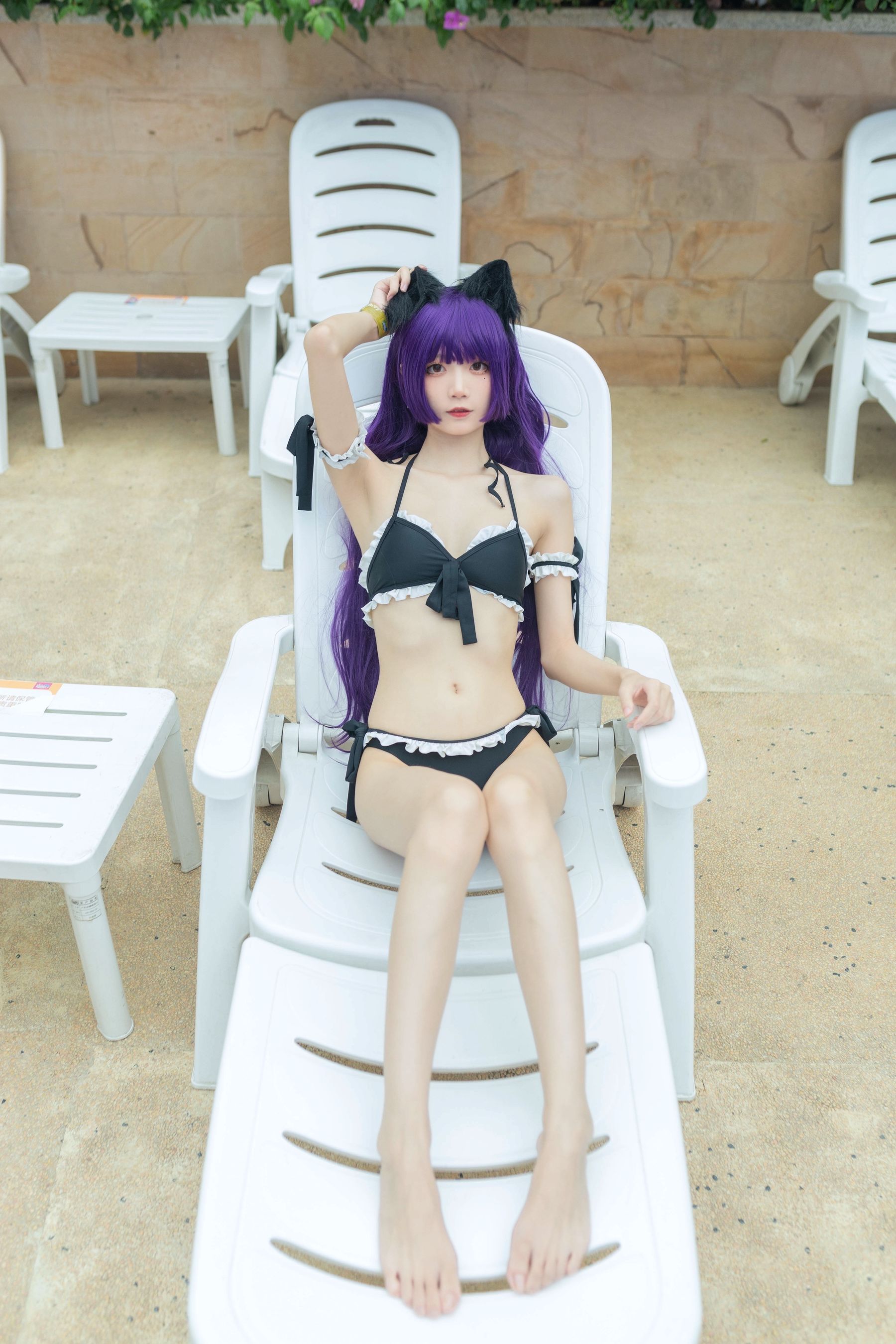 [网红COSER写真] 清纯少女五更百鬼 - 黑猫泳装