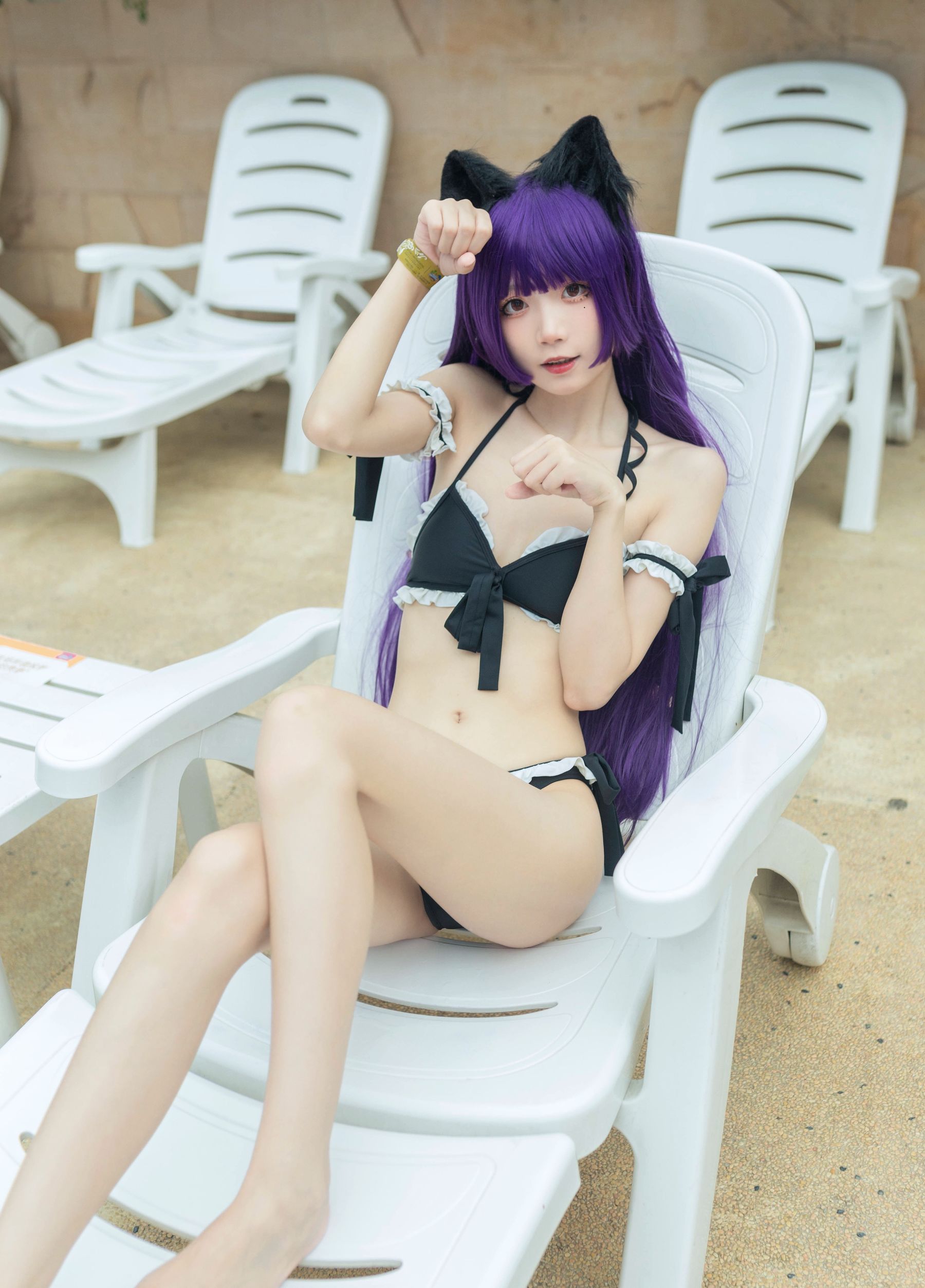 [网红COSER写真] 清纯少女五更百鬼 - 黑猫泳装