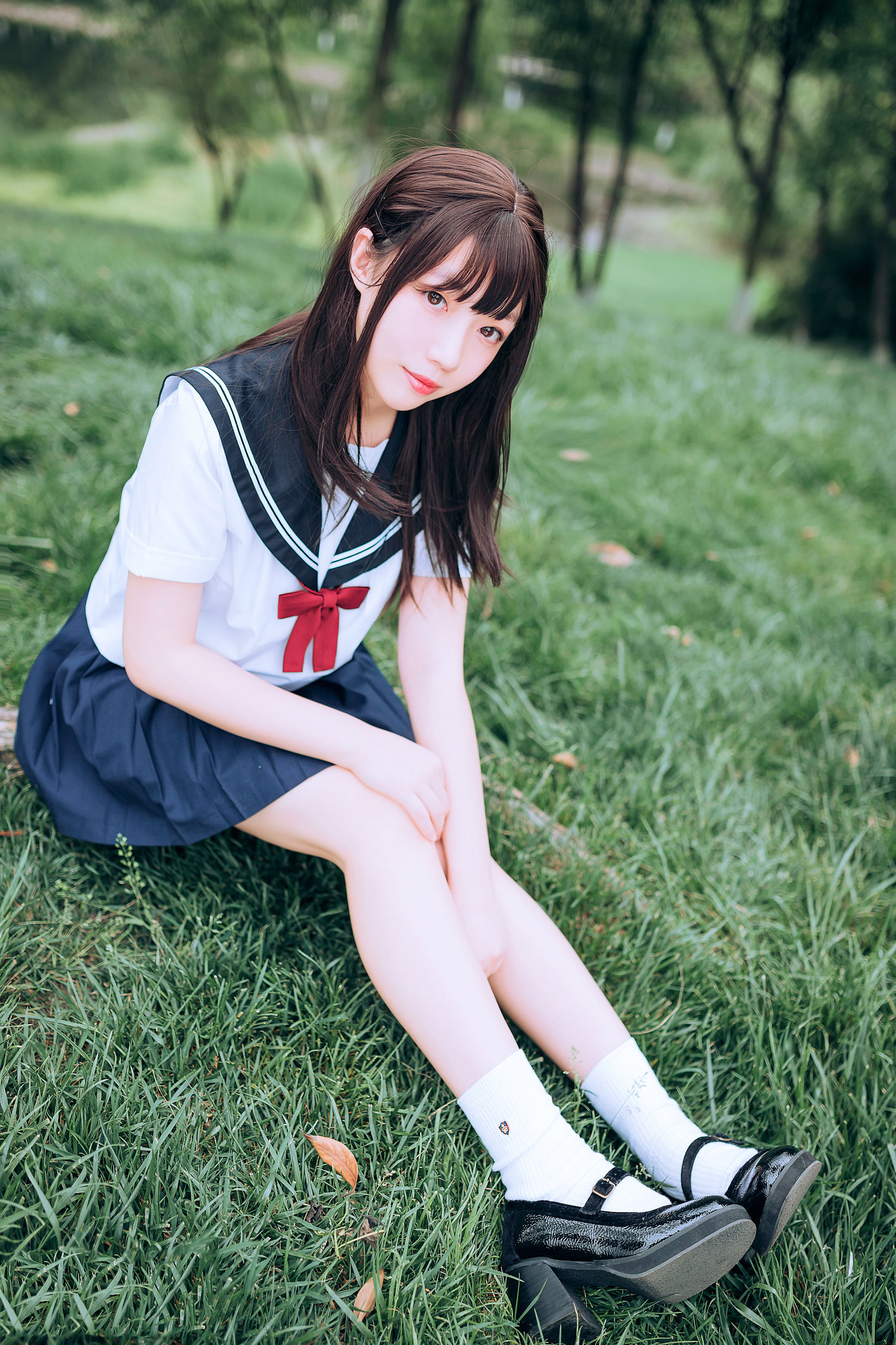 [喵糖映画] VOL.446 你的负卿 绿意JK 写真套图