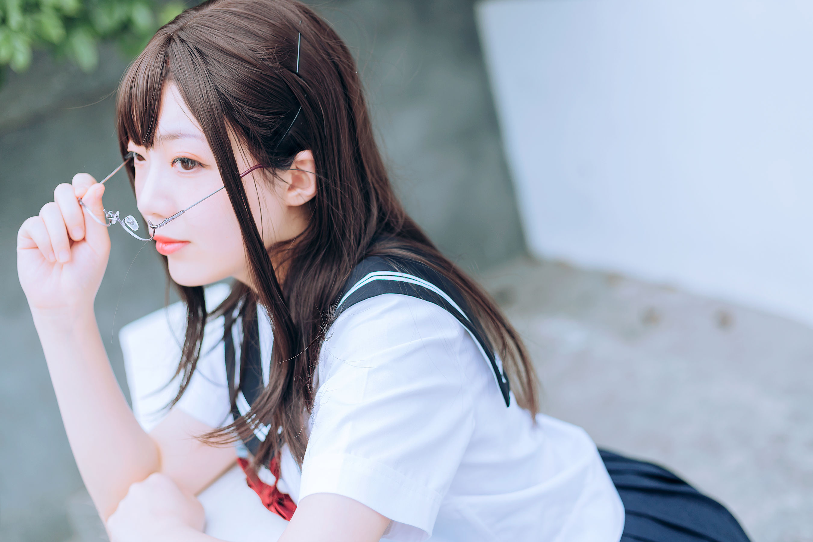[喵糖映画] VOL.446 你的负卿 绿意JK 写真套图