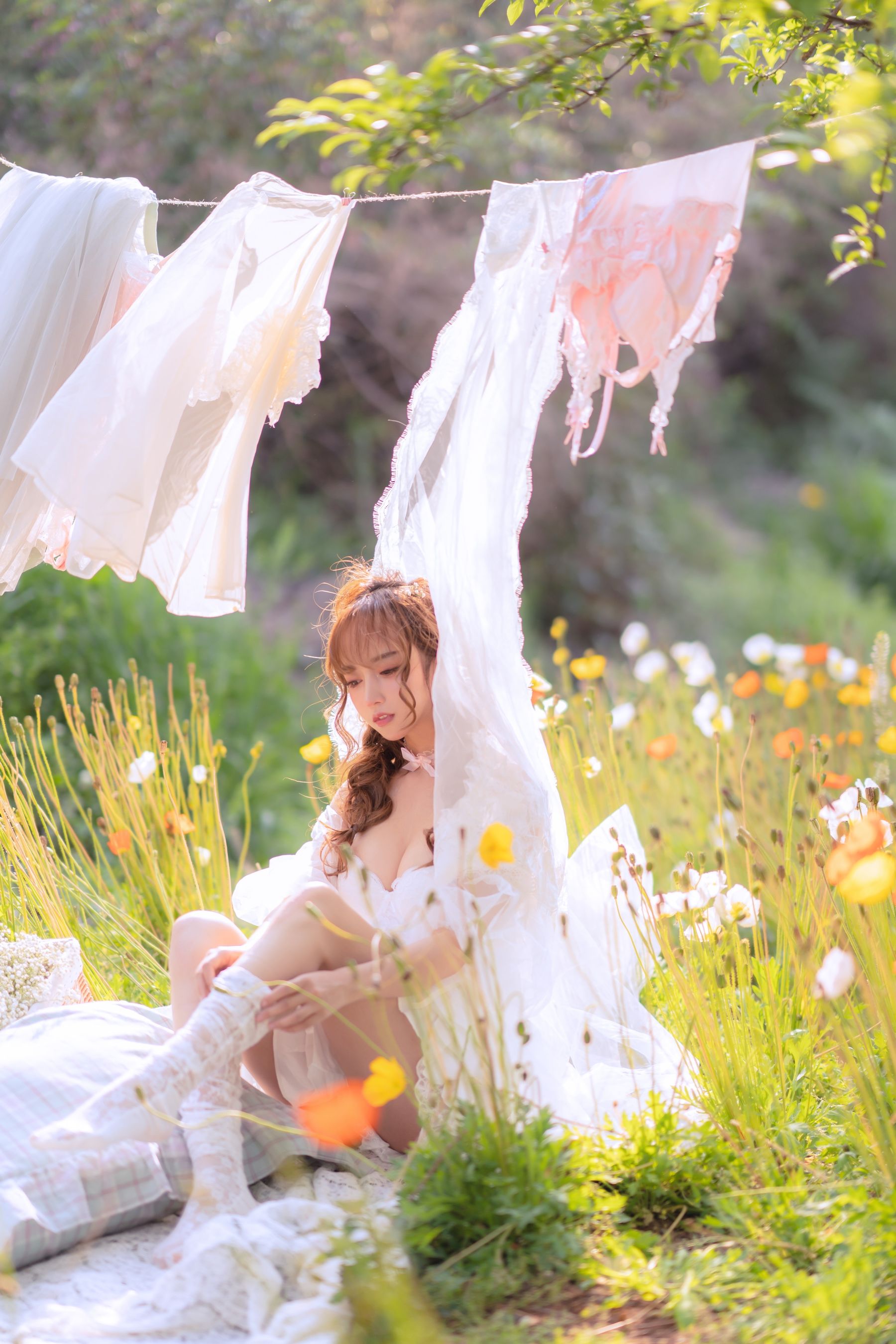 [网红COSER写真] 斗鱼米线线sama写真 - 夏日限定 晒衣服