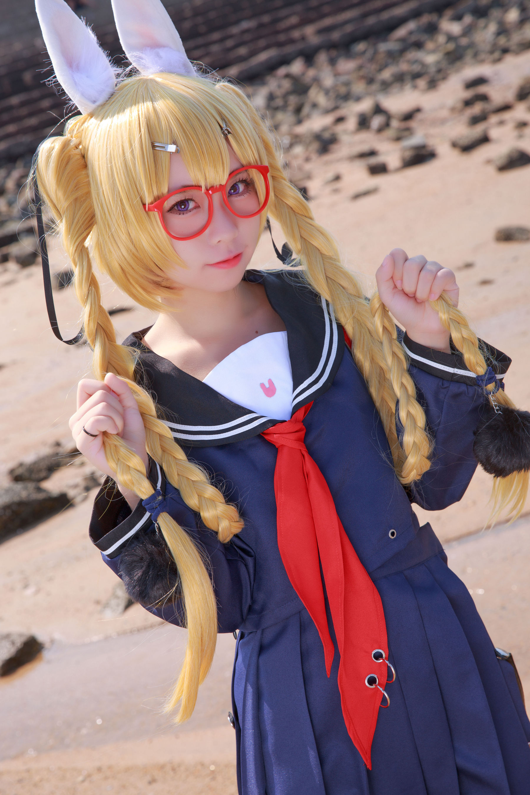 [网红COSER写真] 动漫博主G44不会受伤 - 旋风校服