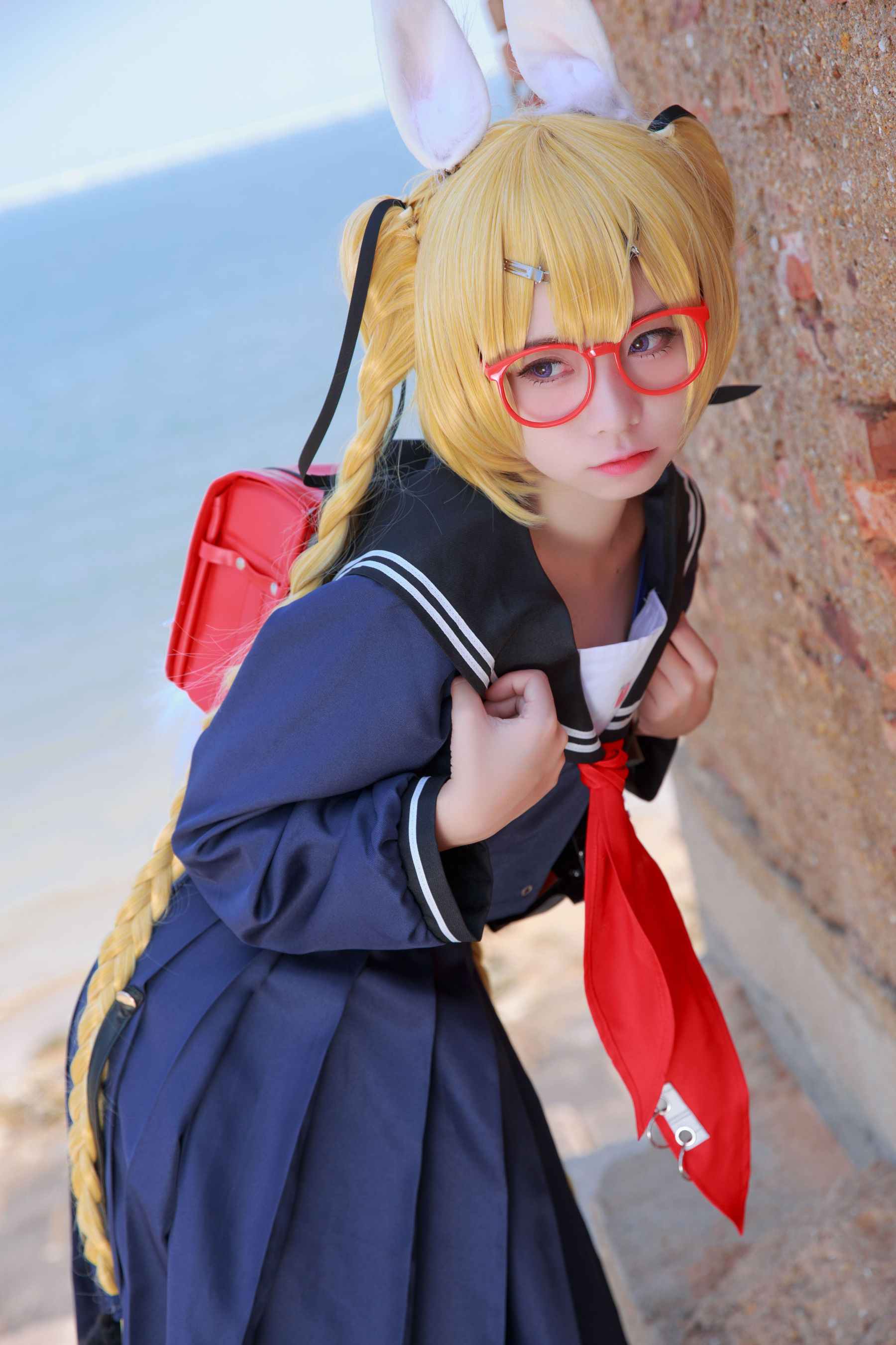 [网红COSER写真] 动漫博主G44不会受伤 - 旋风校服