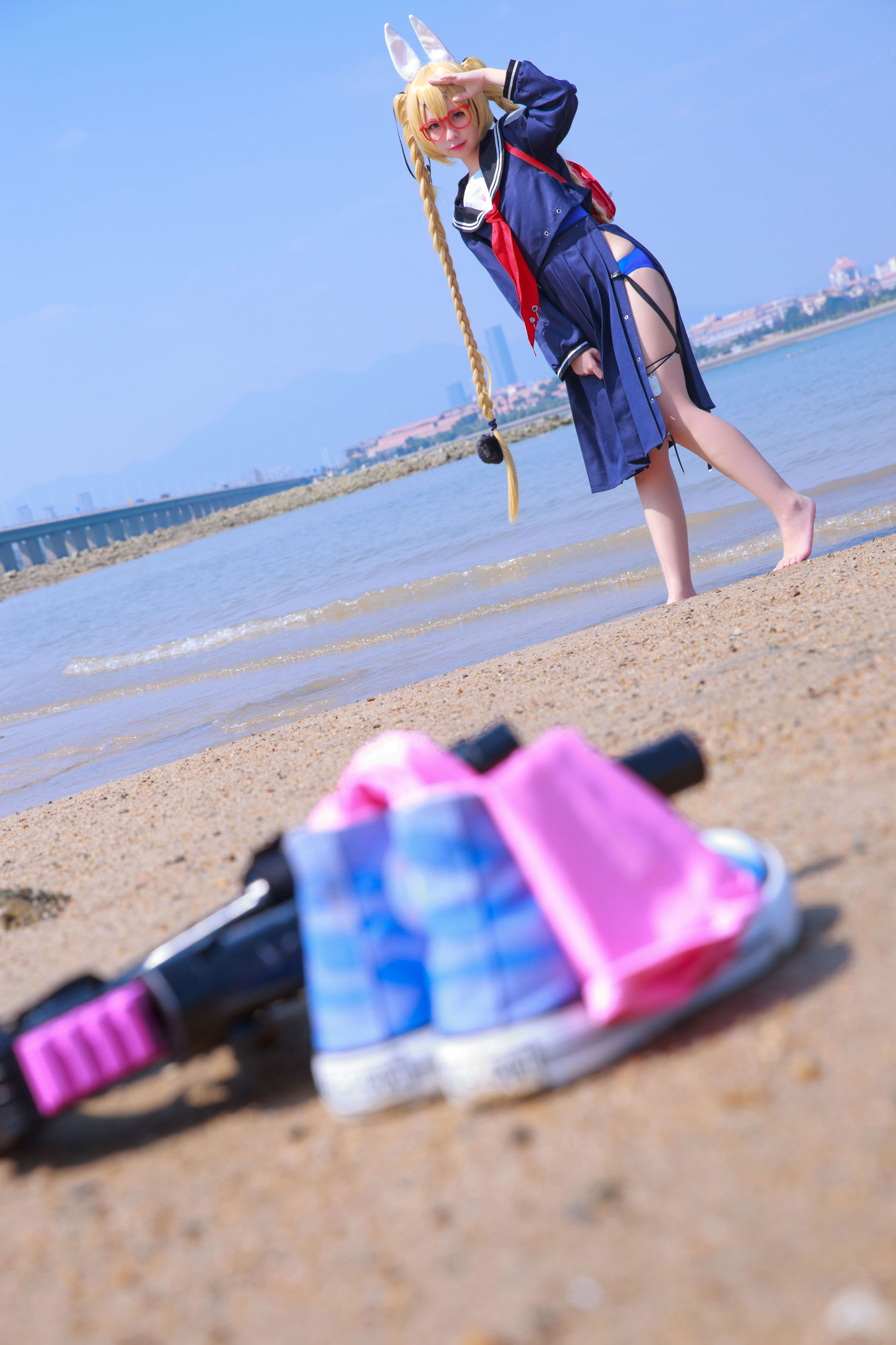 [网红COSER写真] 动漫博主G44不会受伤 - 旋风校服