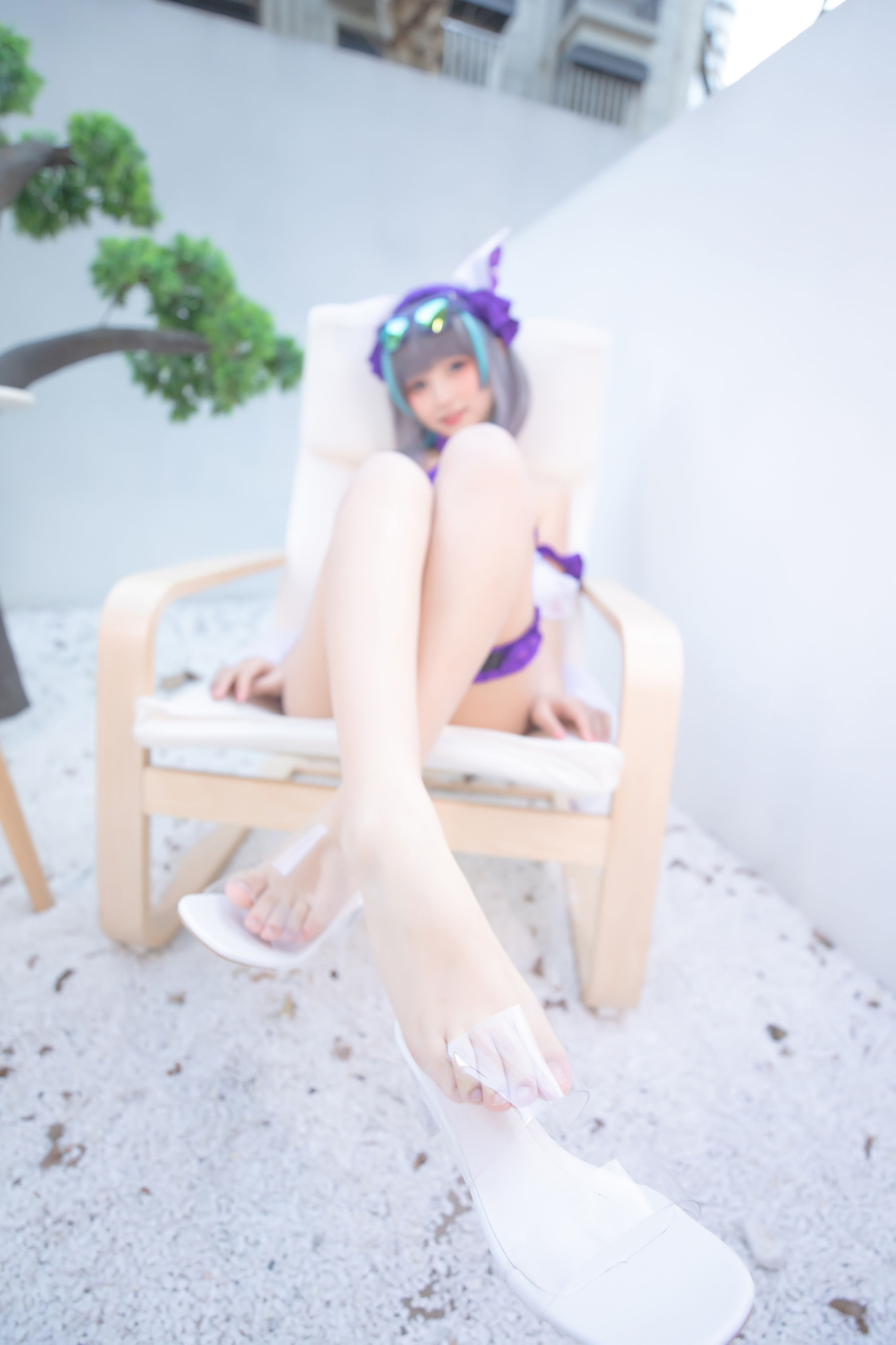 [网红COSER写真] 萝莉神楽板真冬 之柴郡 - 纯色庭院