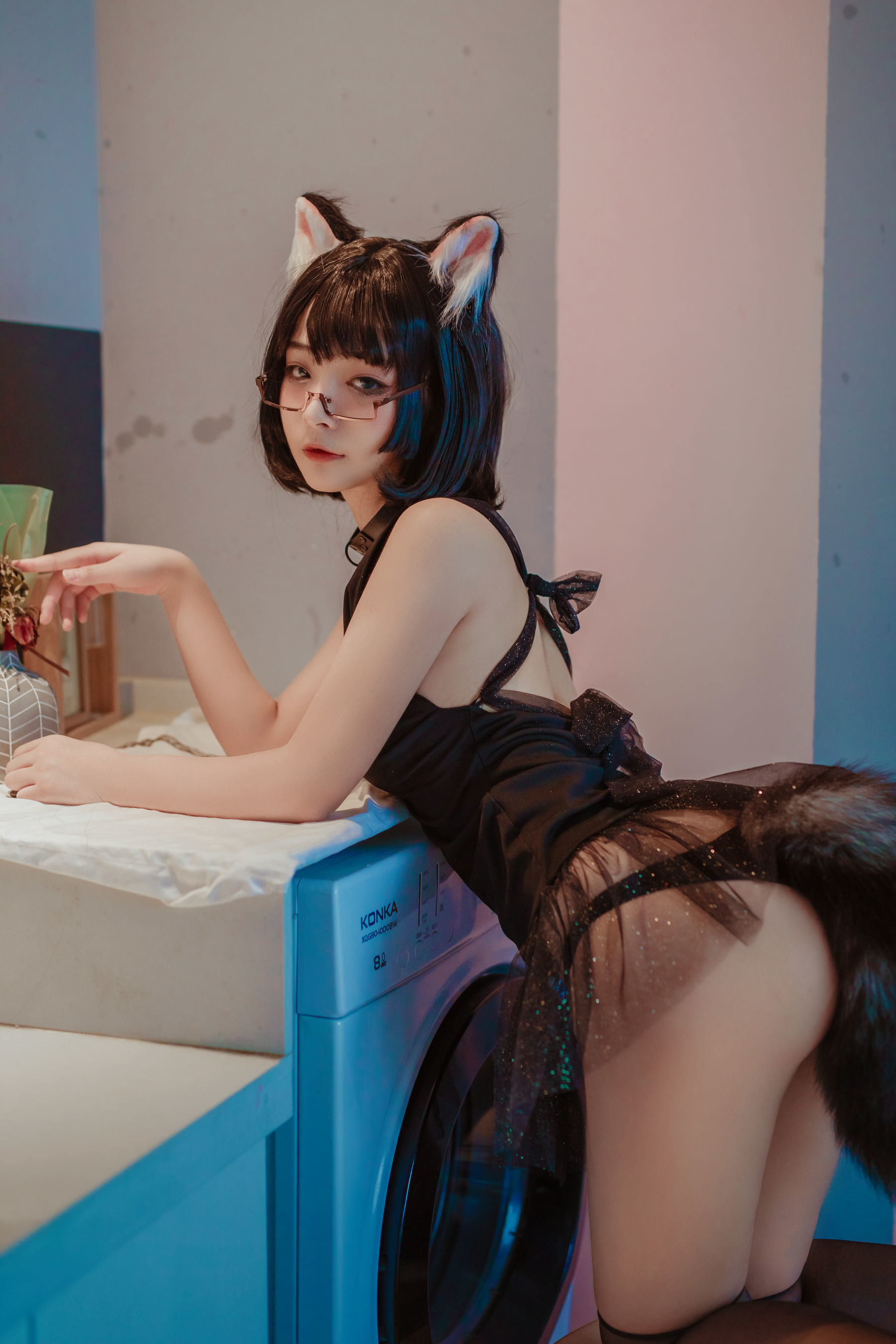 [网红COSER写真] yuuhui玉汇 - 猫猫头黑裙子