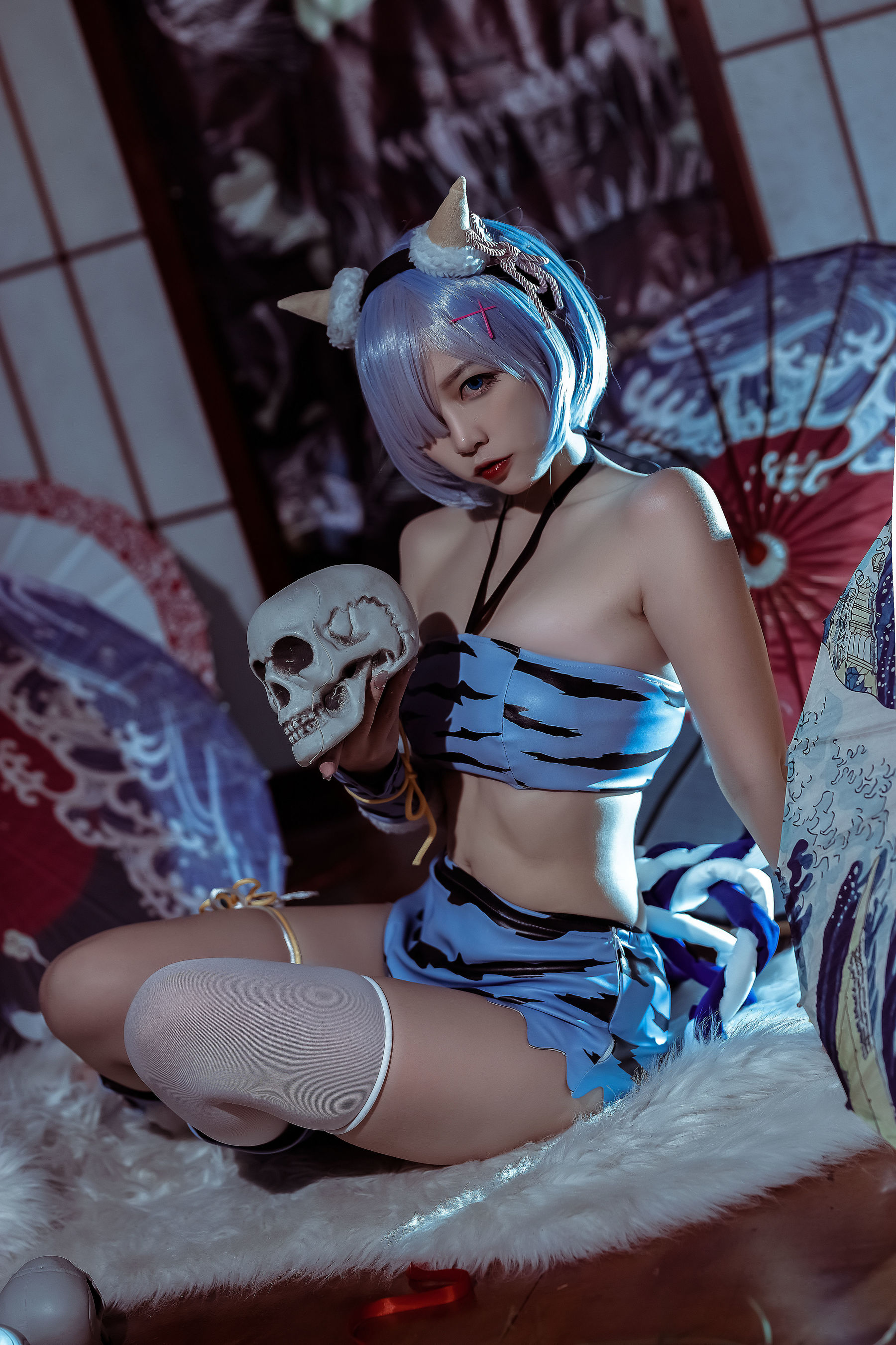 [网红COSER写真] 人气Coser二佐Nisa - 蕾姆 夏日鬼衣