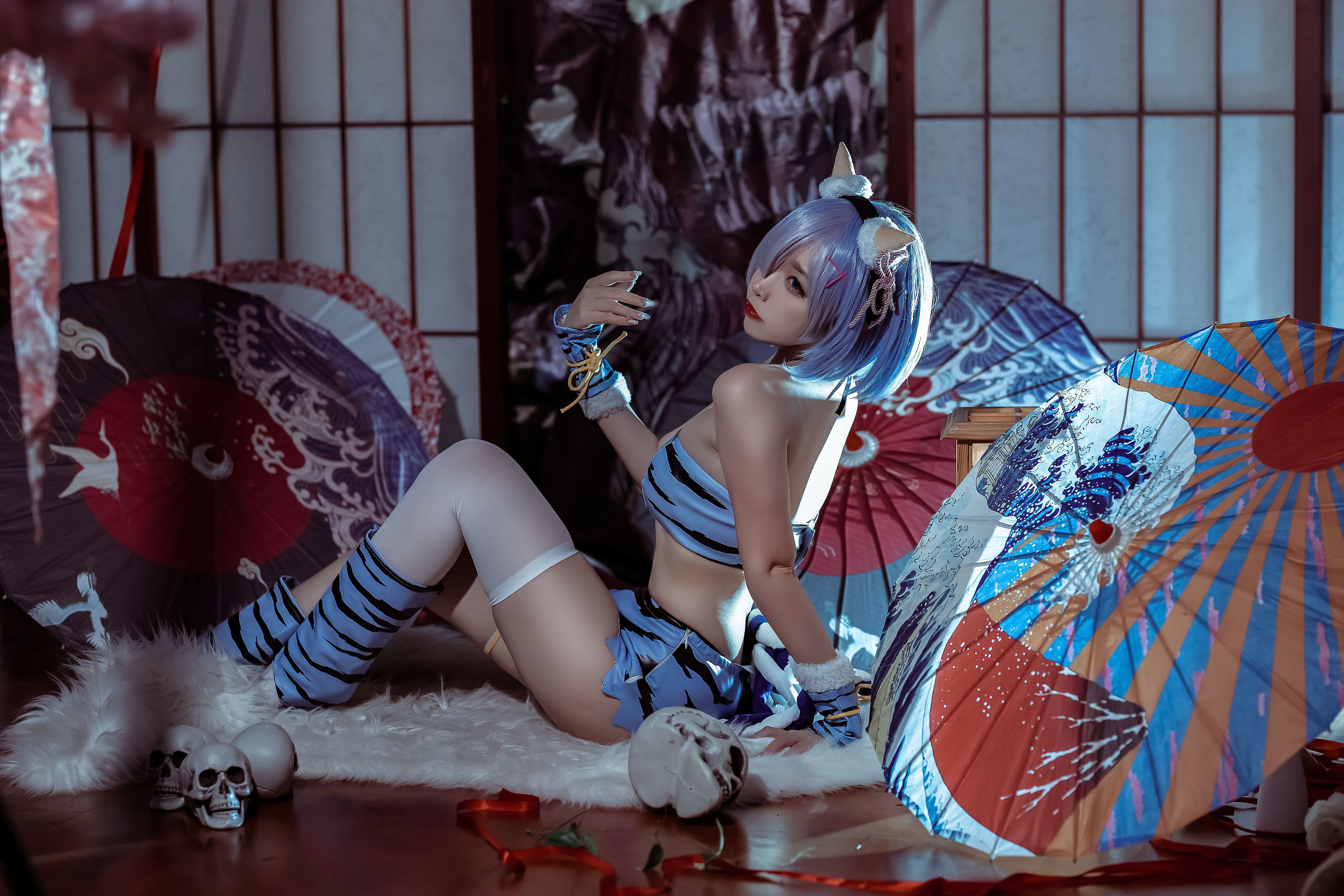 [网红COSER写真] 人气Coser二佐Nisa - 蕾姆 夏日鬼衣