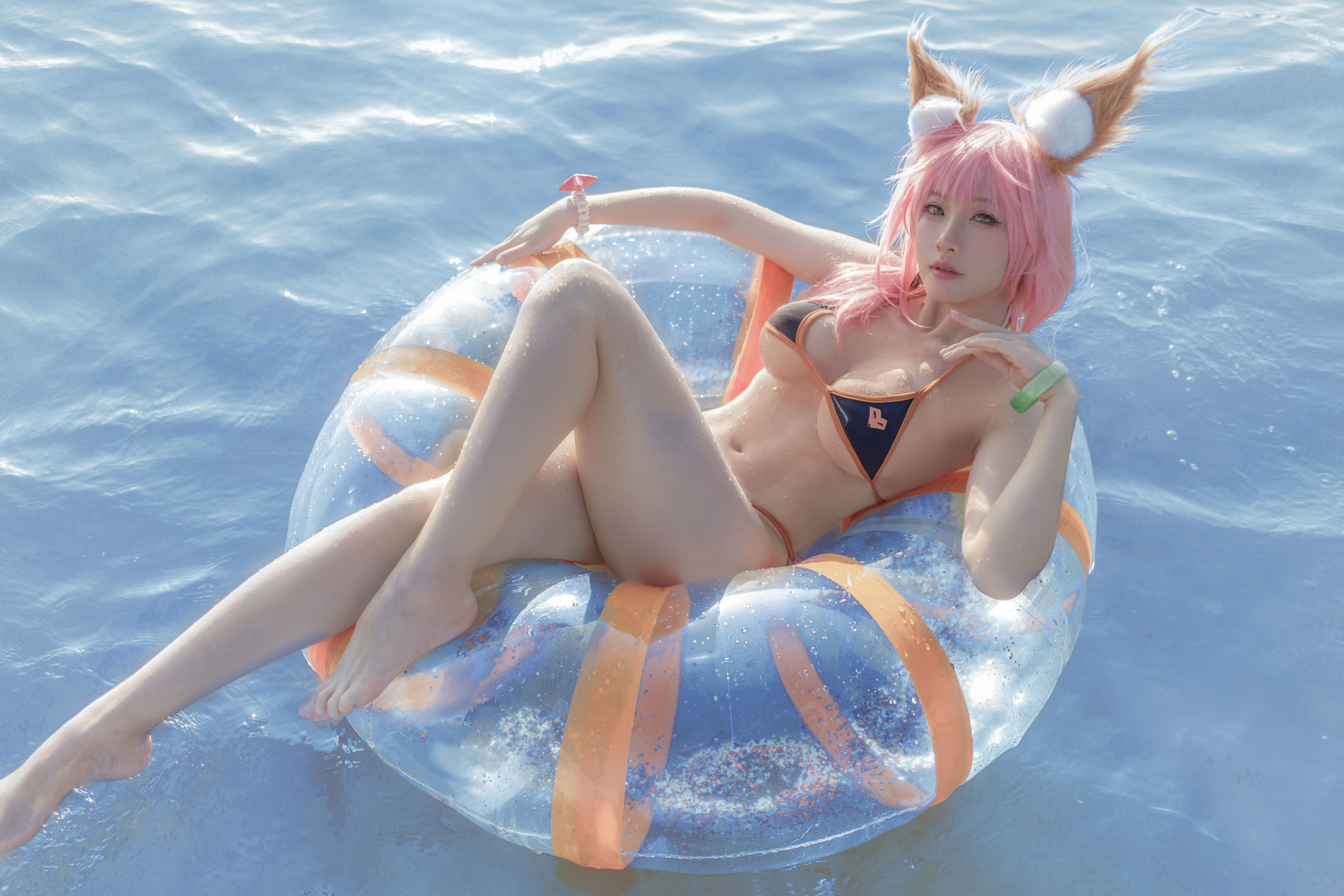 [网红COSER写真] 动漫博主uki雨季 - 玉藻前海边泳装