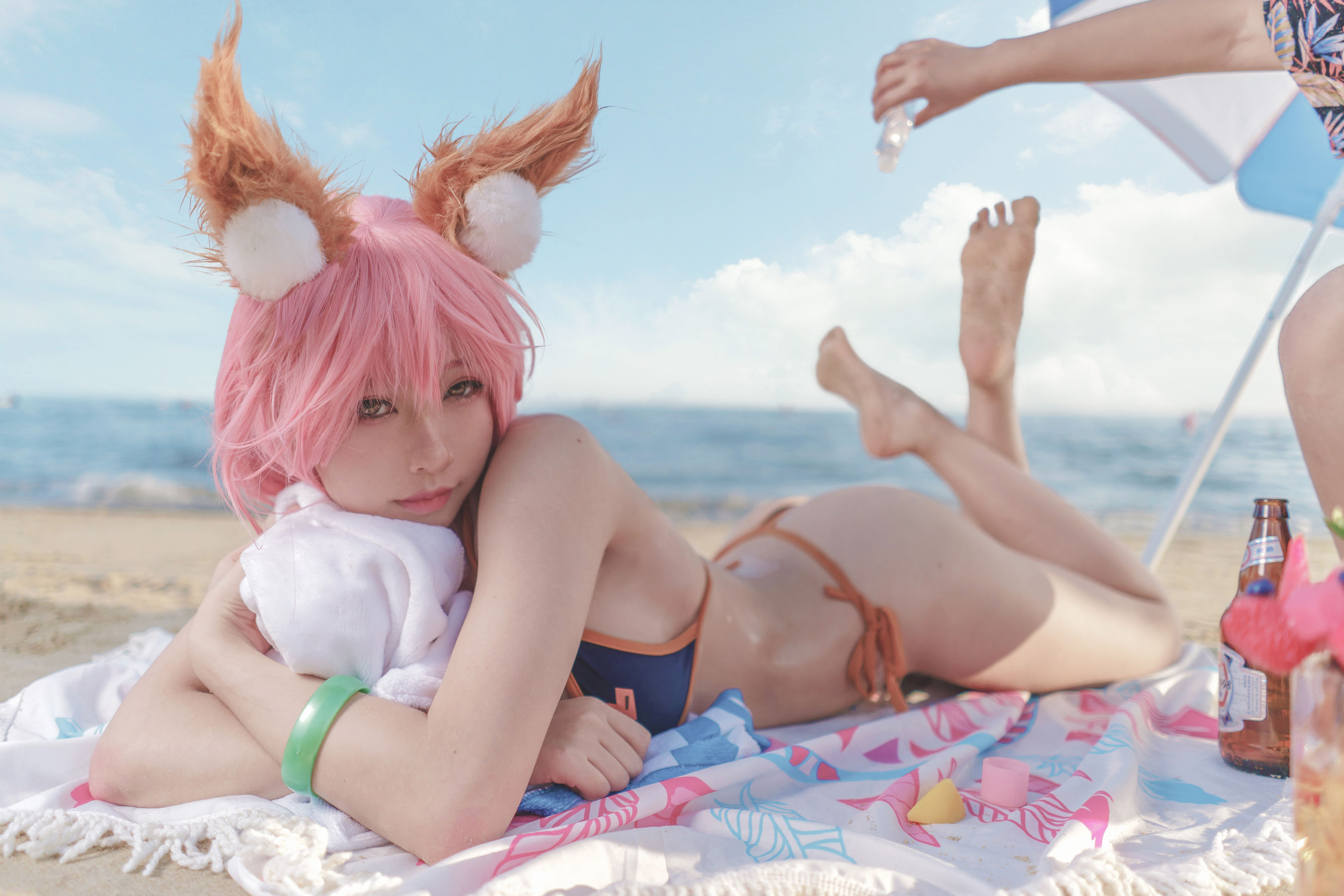 [网红COSER写真] 动漫博主uki雨季 - 玉藻前海边泳装