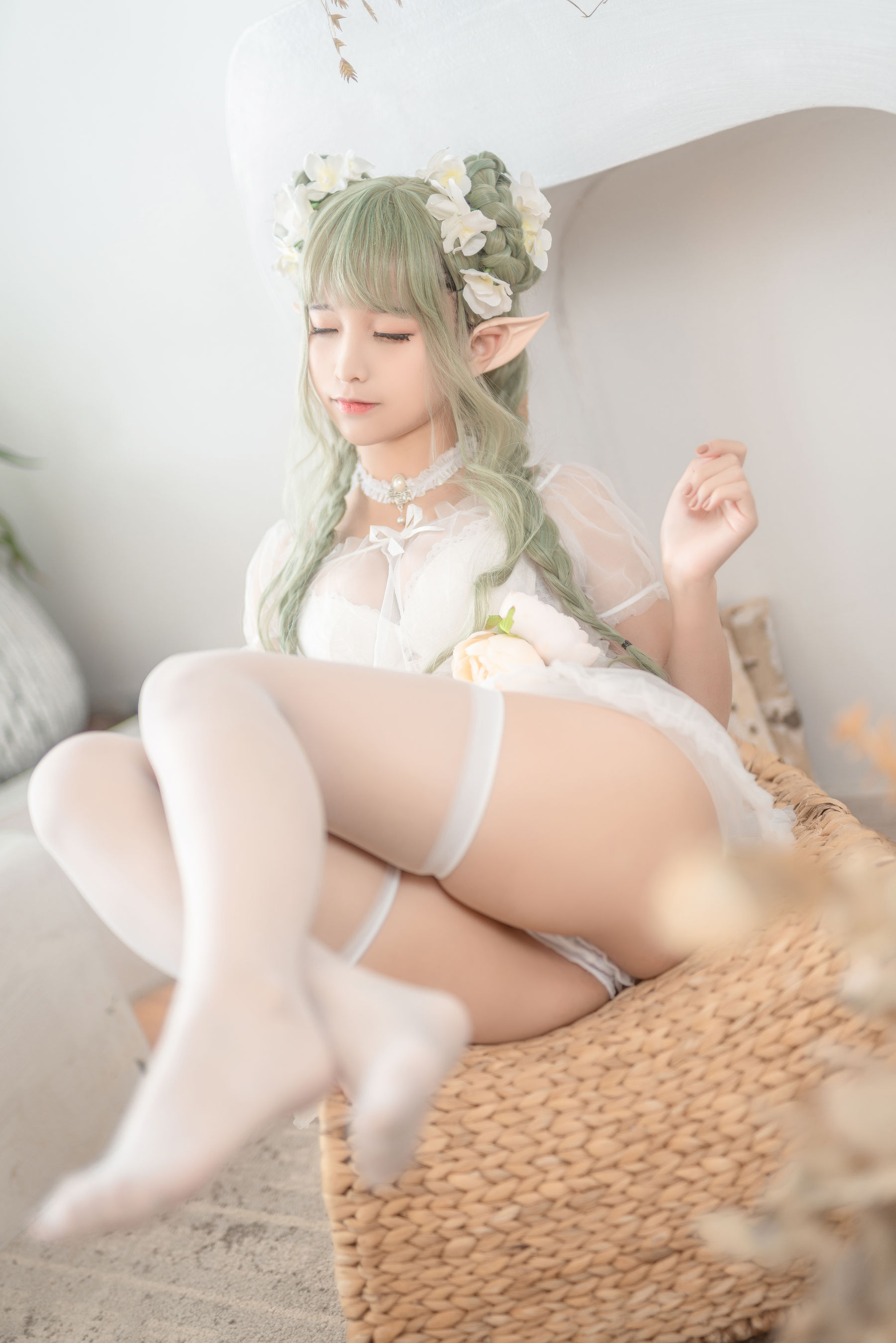 [网红COSER写真] 动漫博主蠢沫沫 - 尖耳国度 绿精灵
