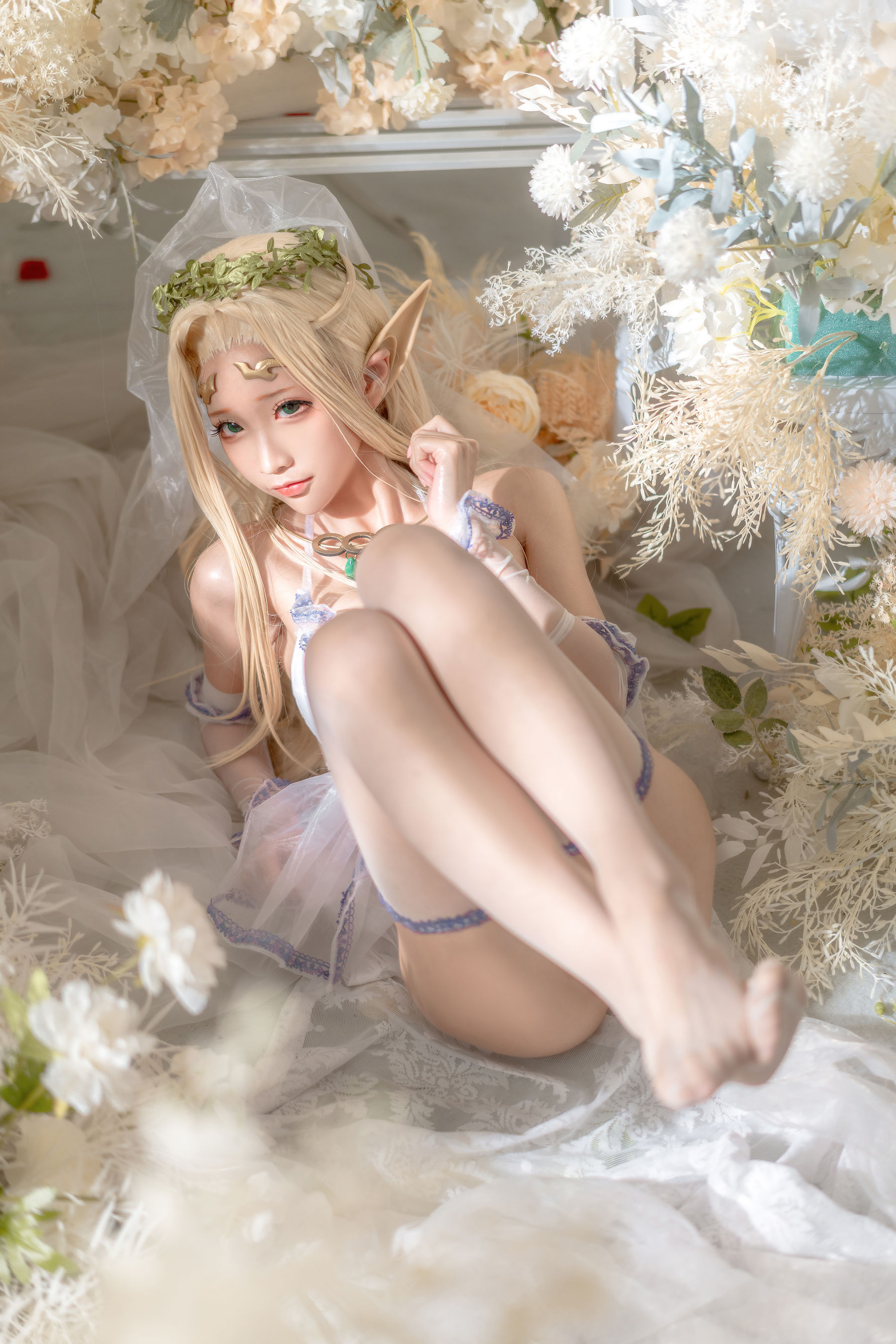 [网红COSER写真] 动漫博主蠢沫沫 - 白精灵 婚纱