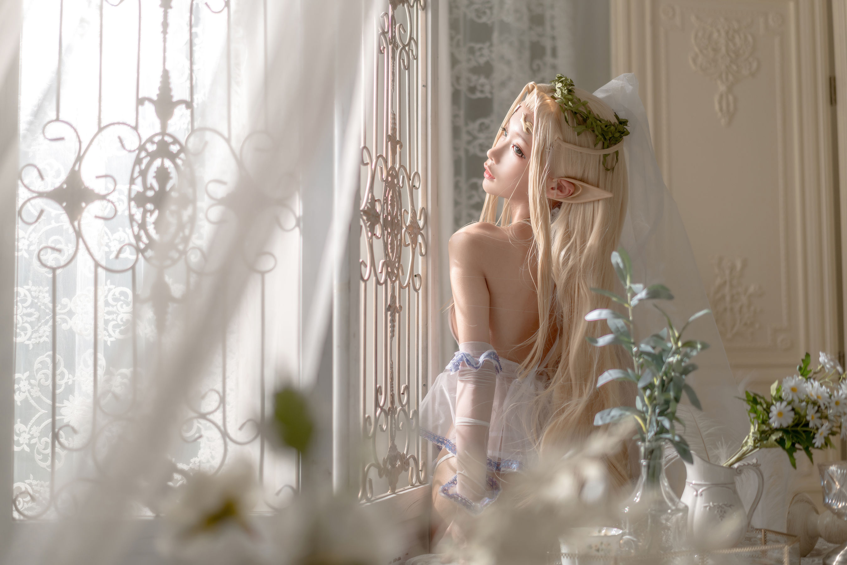 [网红COSER写真] 动漫博主蠢沫沫 - 白精灵 婚纱