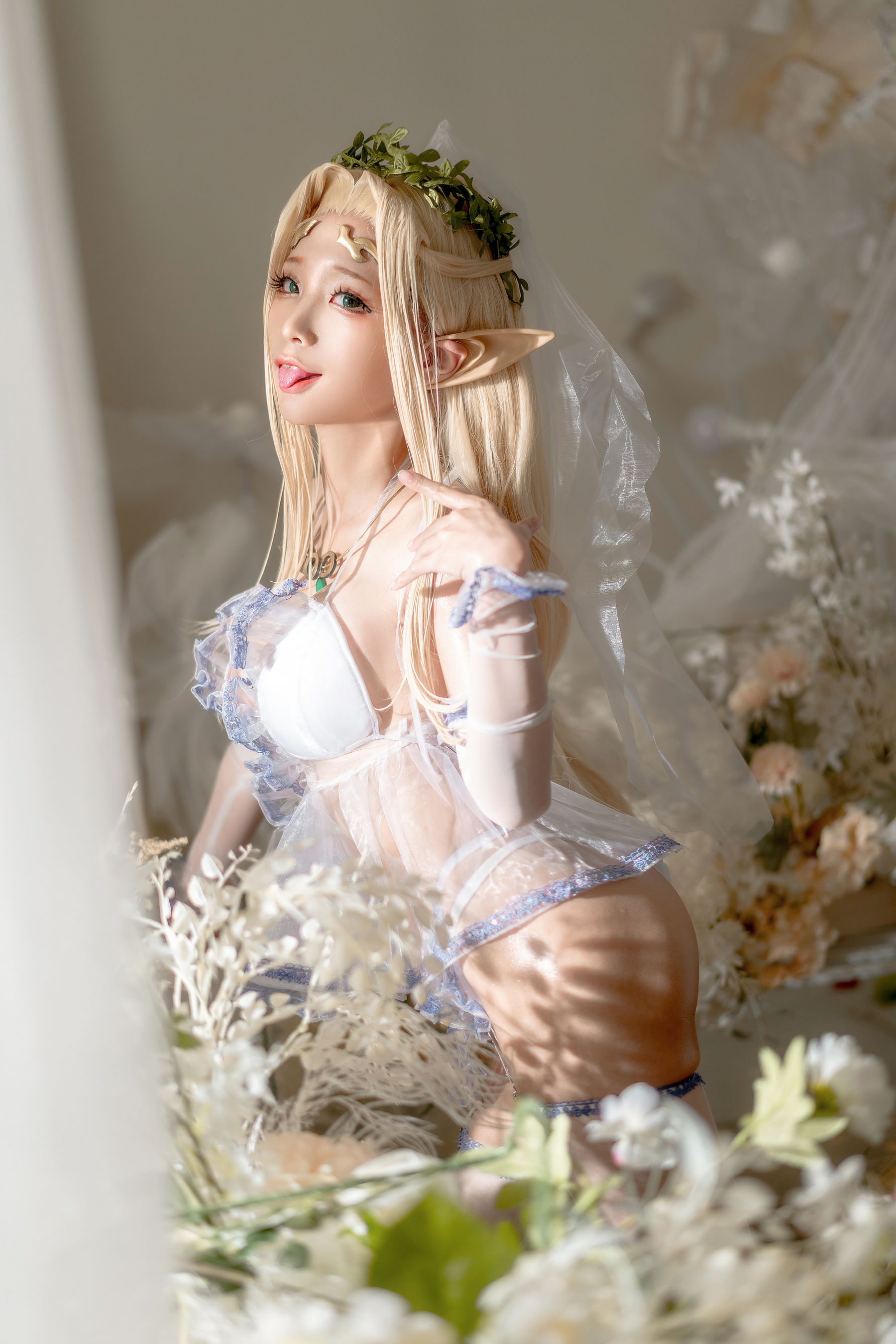 [网红COSER写真] 动漫博主蠢沫沫 - 白精灵 婚纱