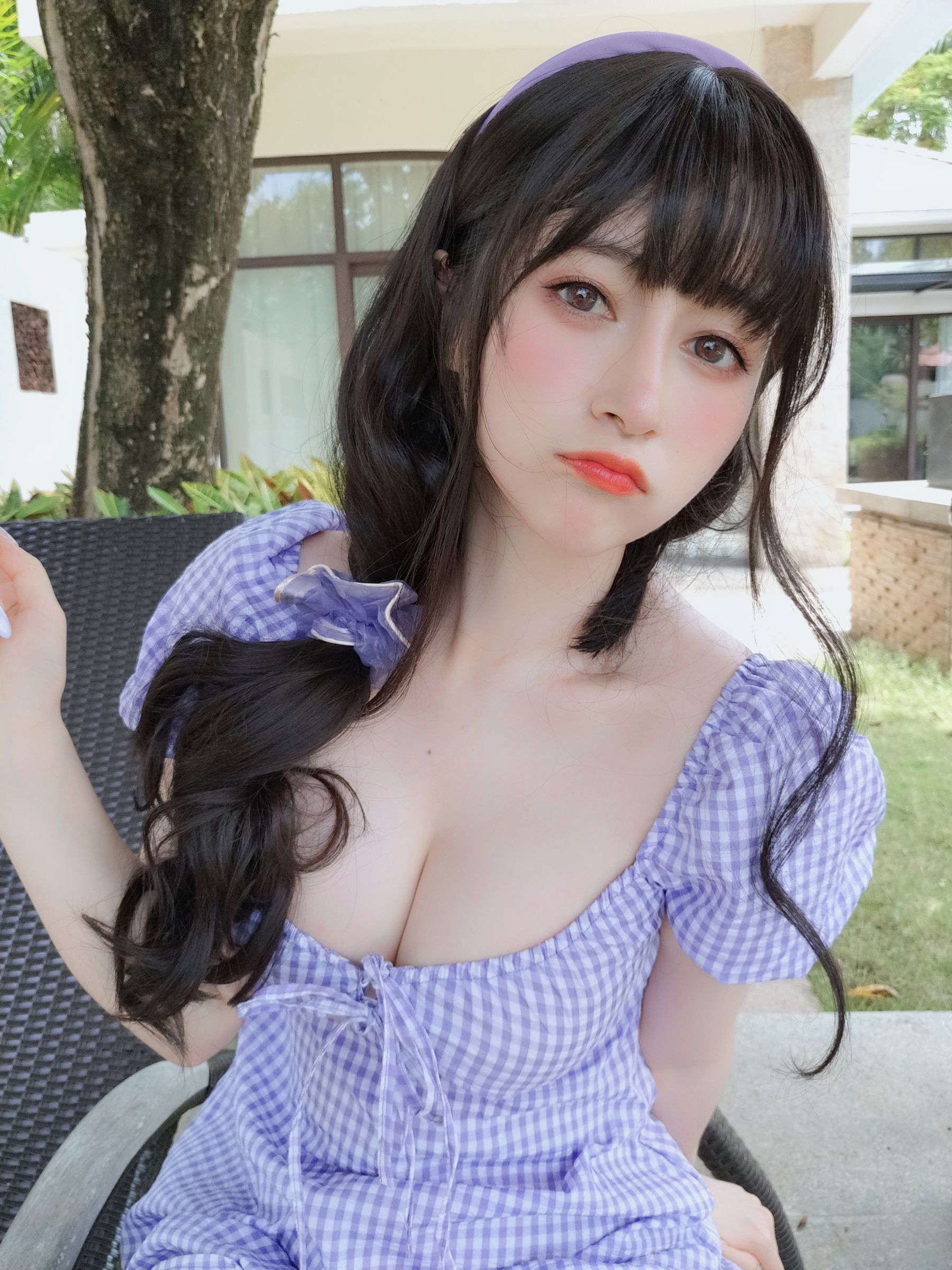 [网红COSER写真] Coser小姐姐白银 - 夏日的格子连衣裙