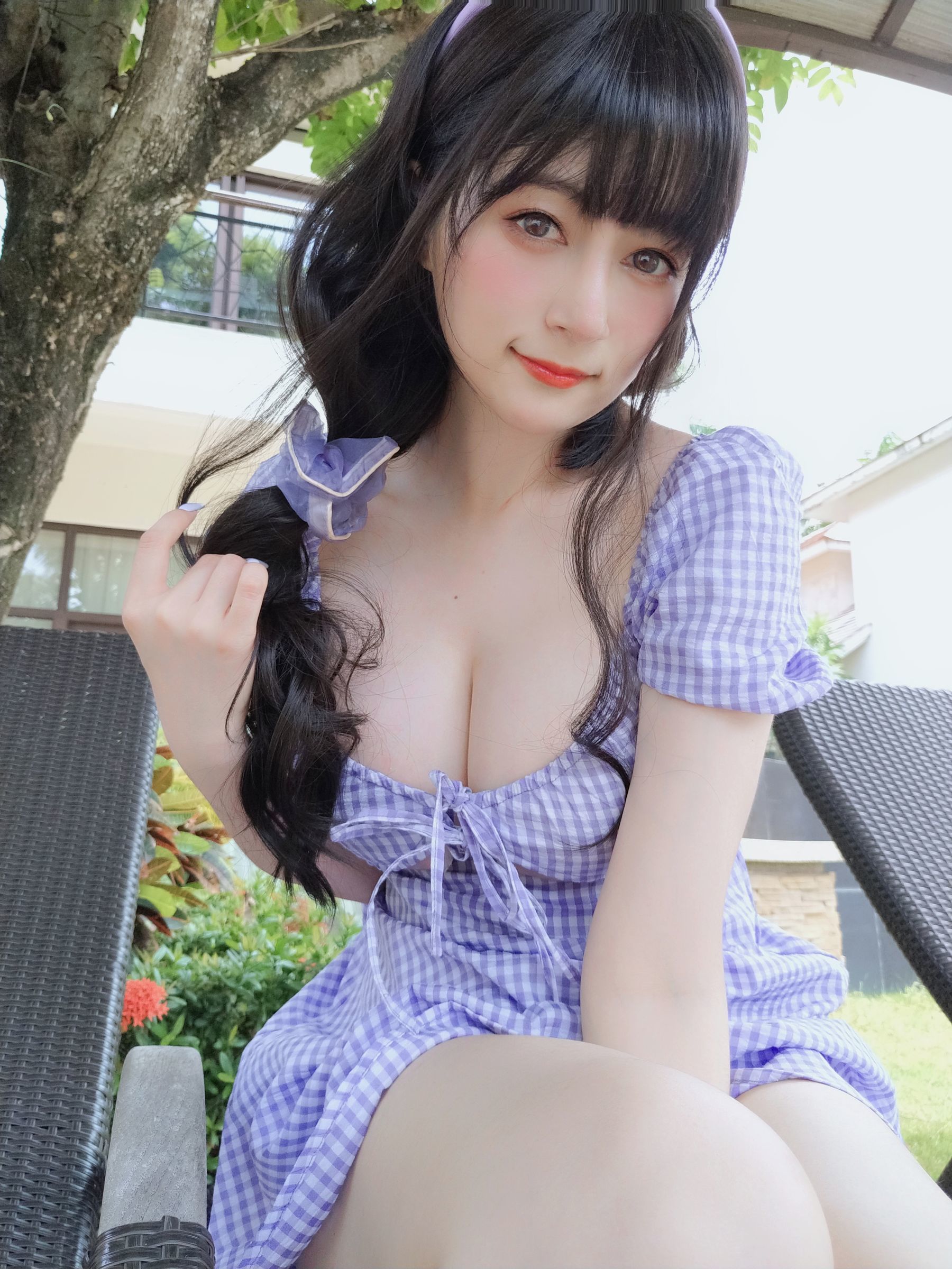 [网红COSER写真] Coser小姐姐白银 - 夏日的格子连衣裙