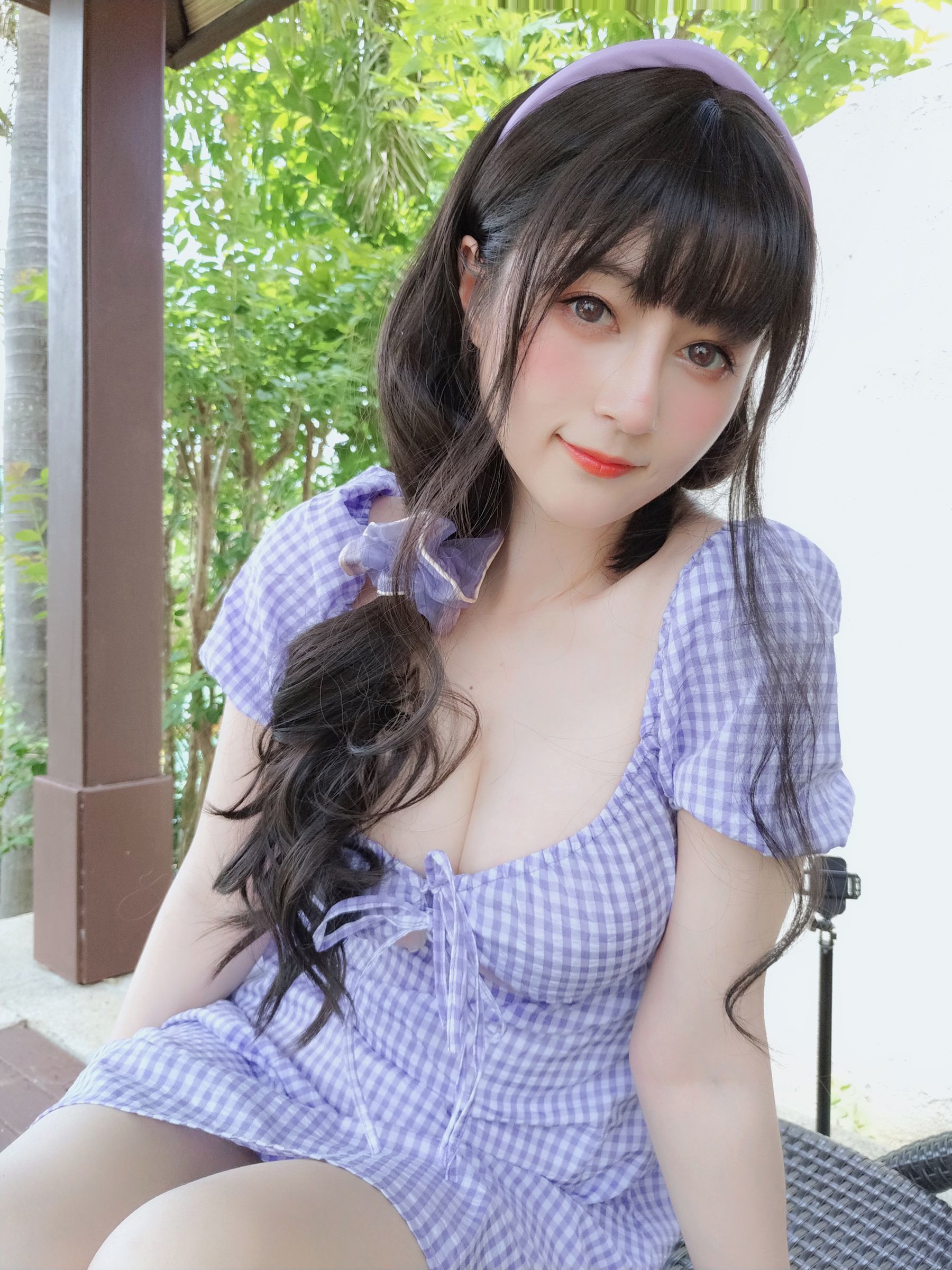 [网红COSER写真] Coser小姐姐白银 - 夏日的格子连衣裙