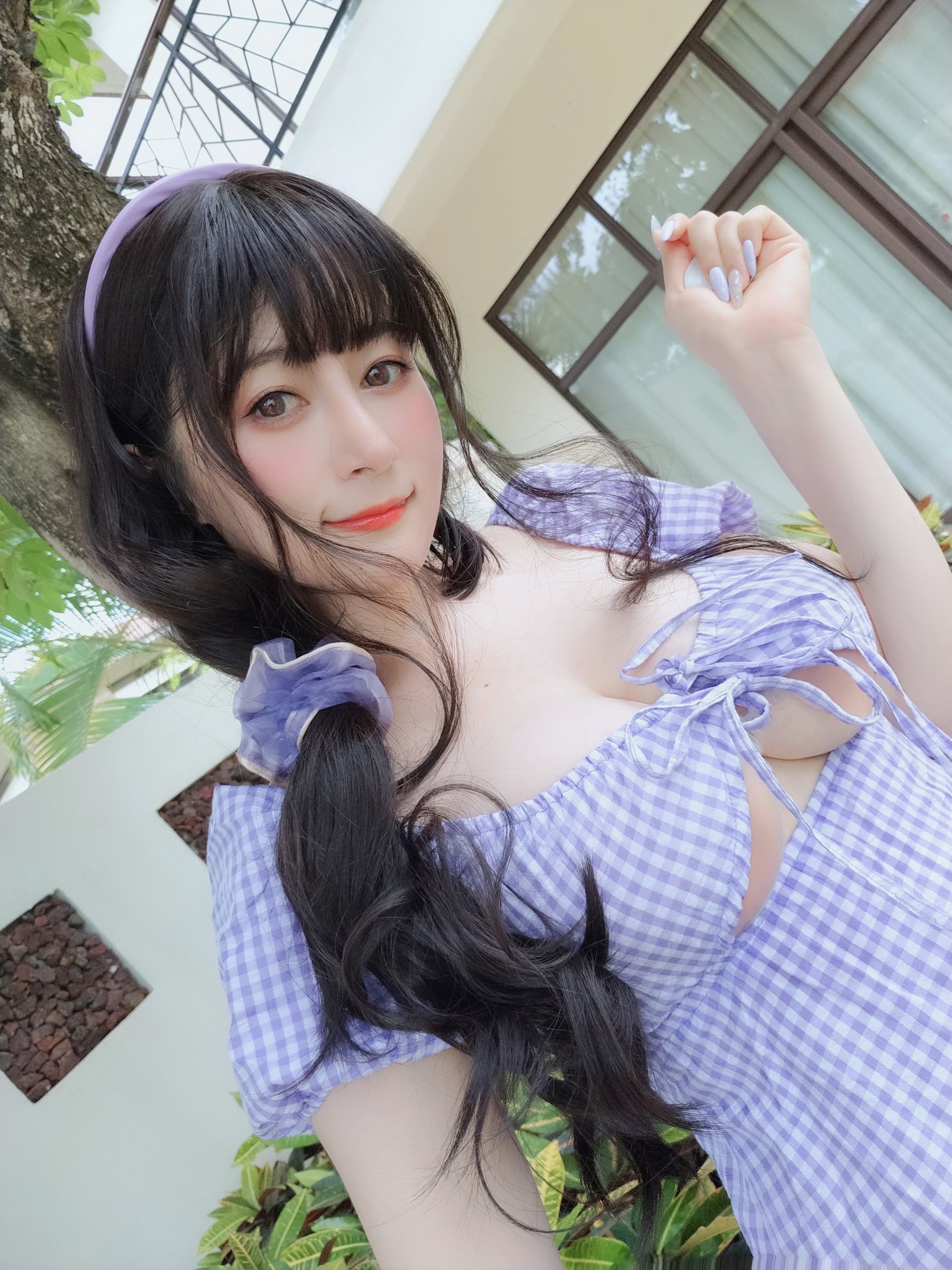 [网红COSER写真] Coser小姐姐白银 - 夏日的格子连衣裙