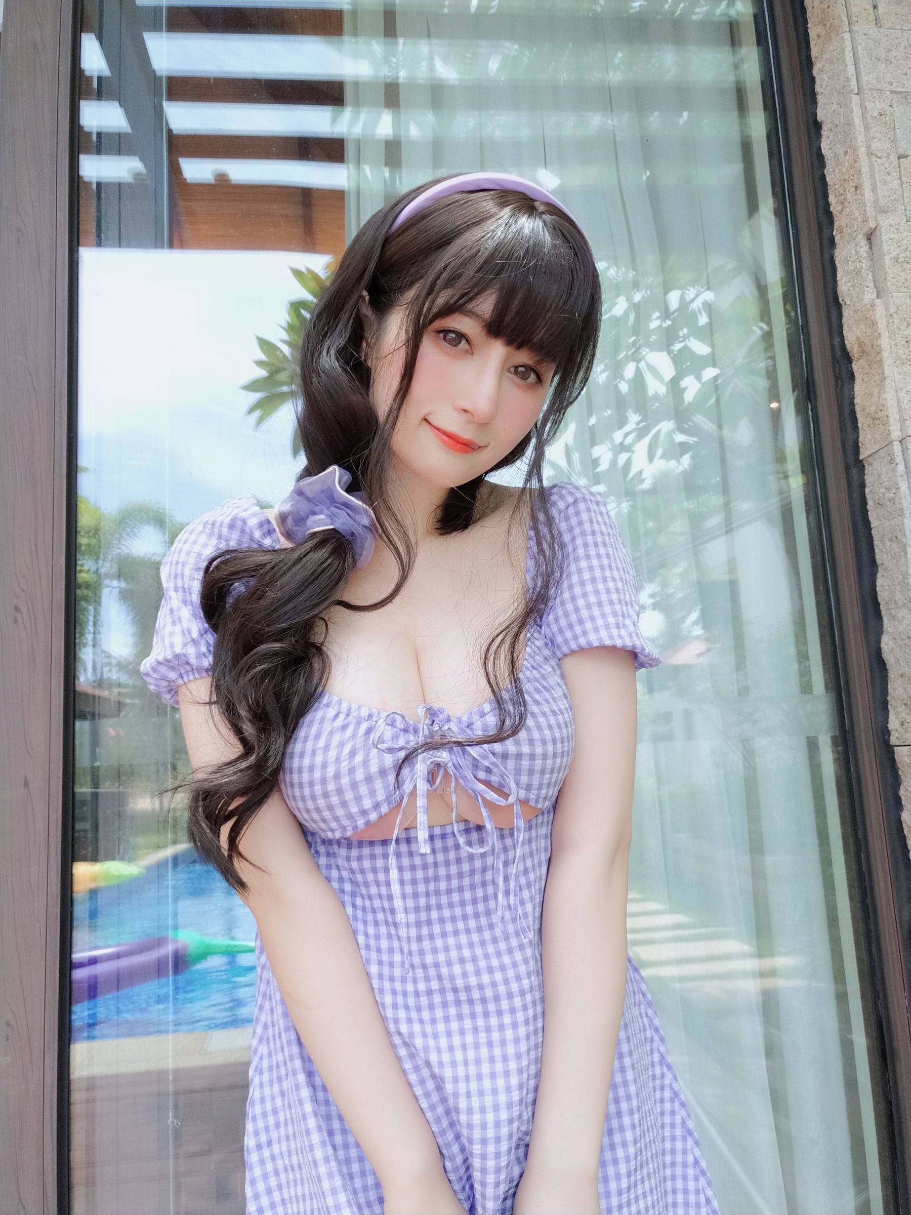 [网红COSER写真] Coser小姐姐白银 - 夏日的格子连衣裙