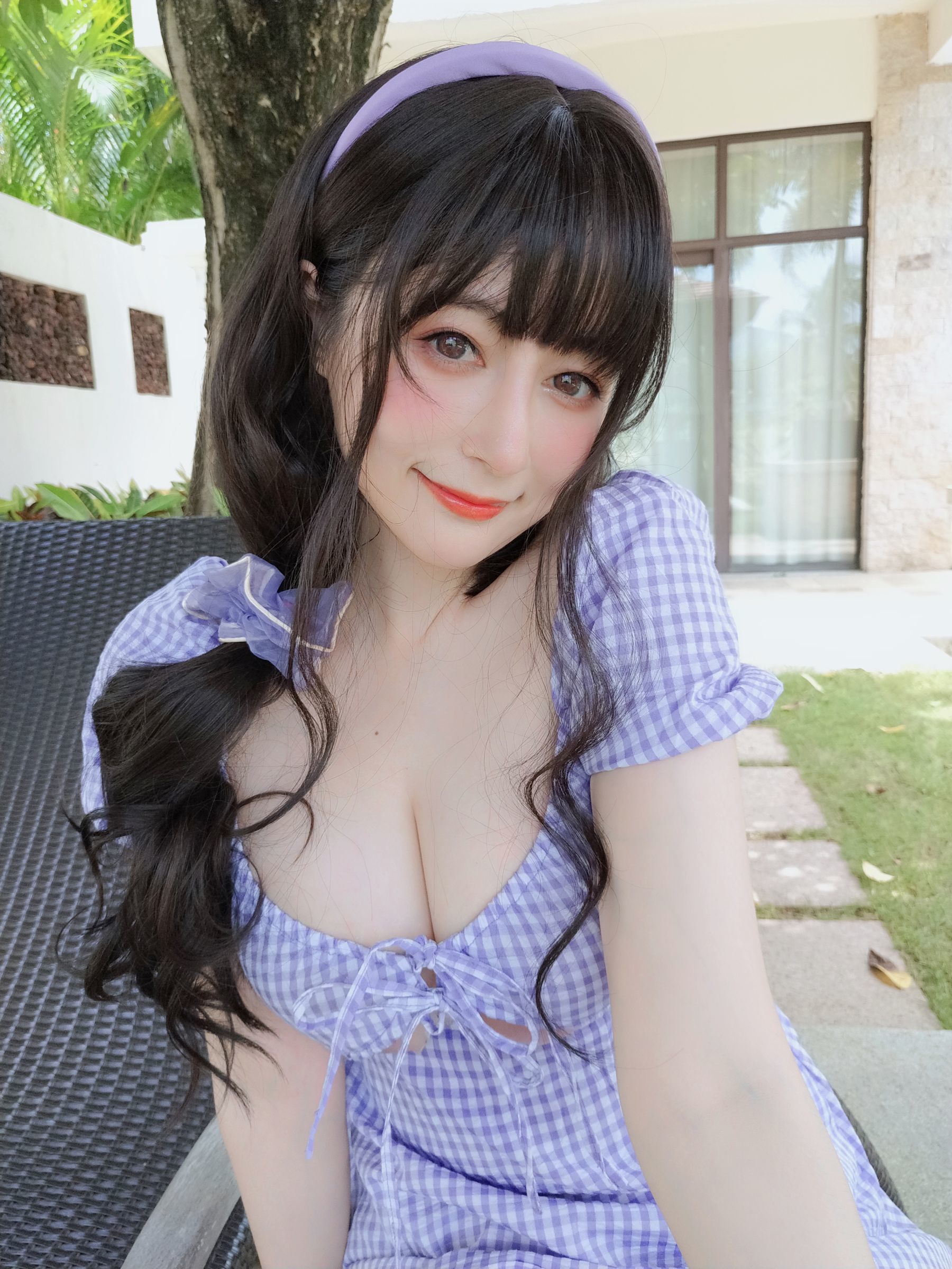[网红COSER写真] Coser小姐姐白银 - 夏日的格子连衣裙