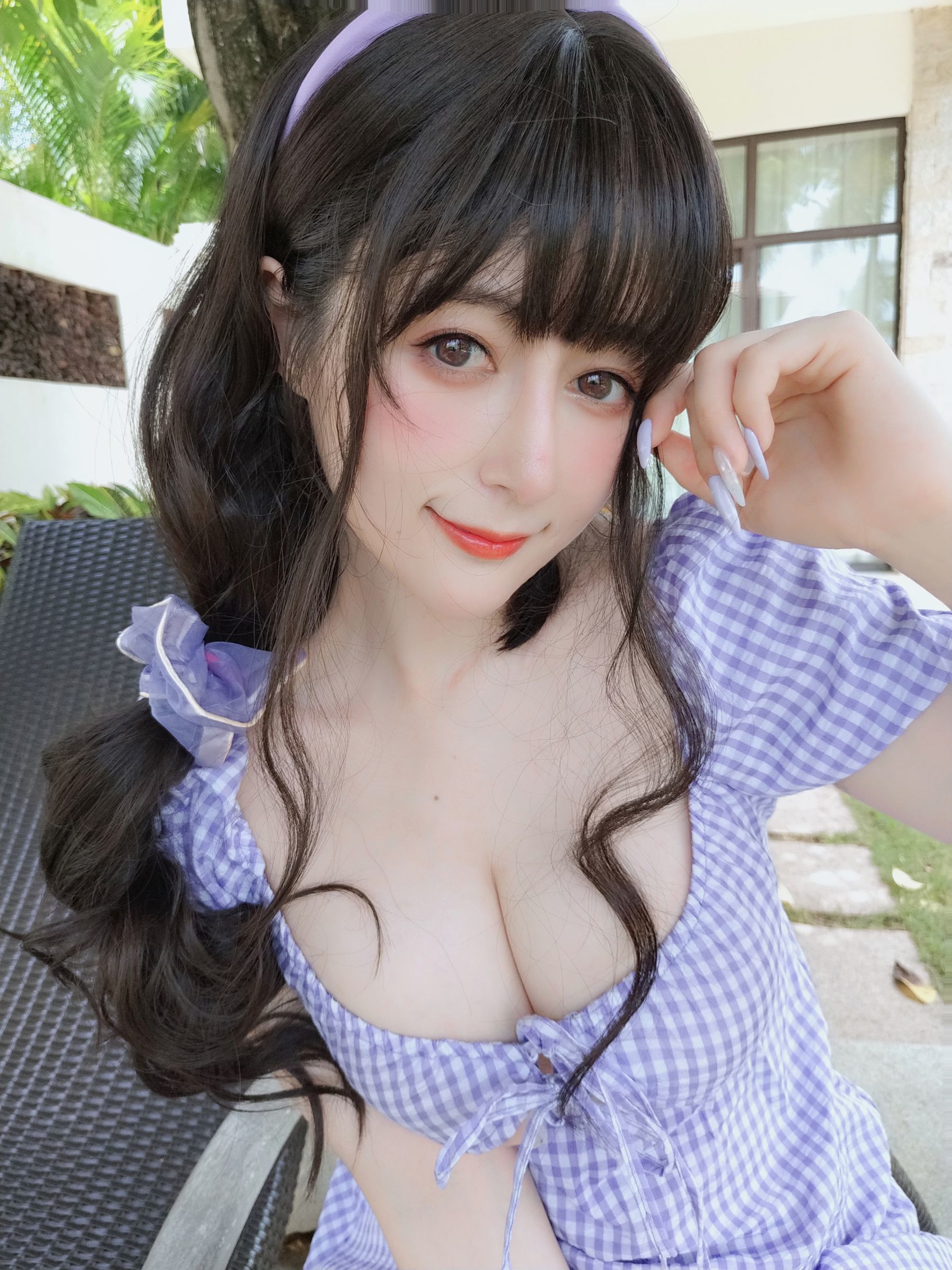 [网红COSER写真] Coser小姐姐白银 - 夏日的格子连衣裙