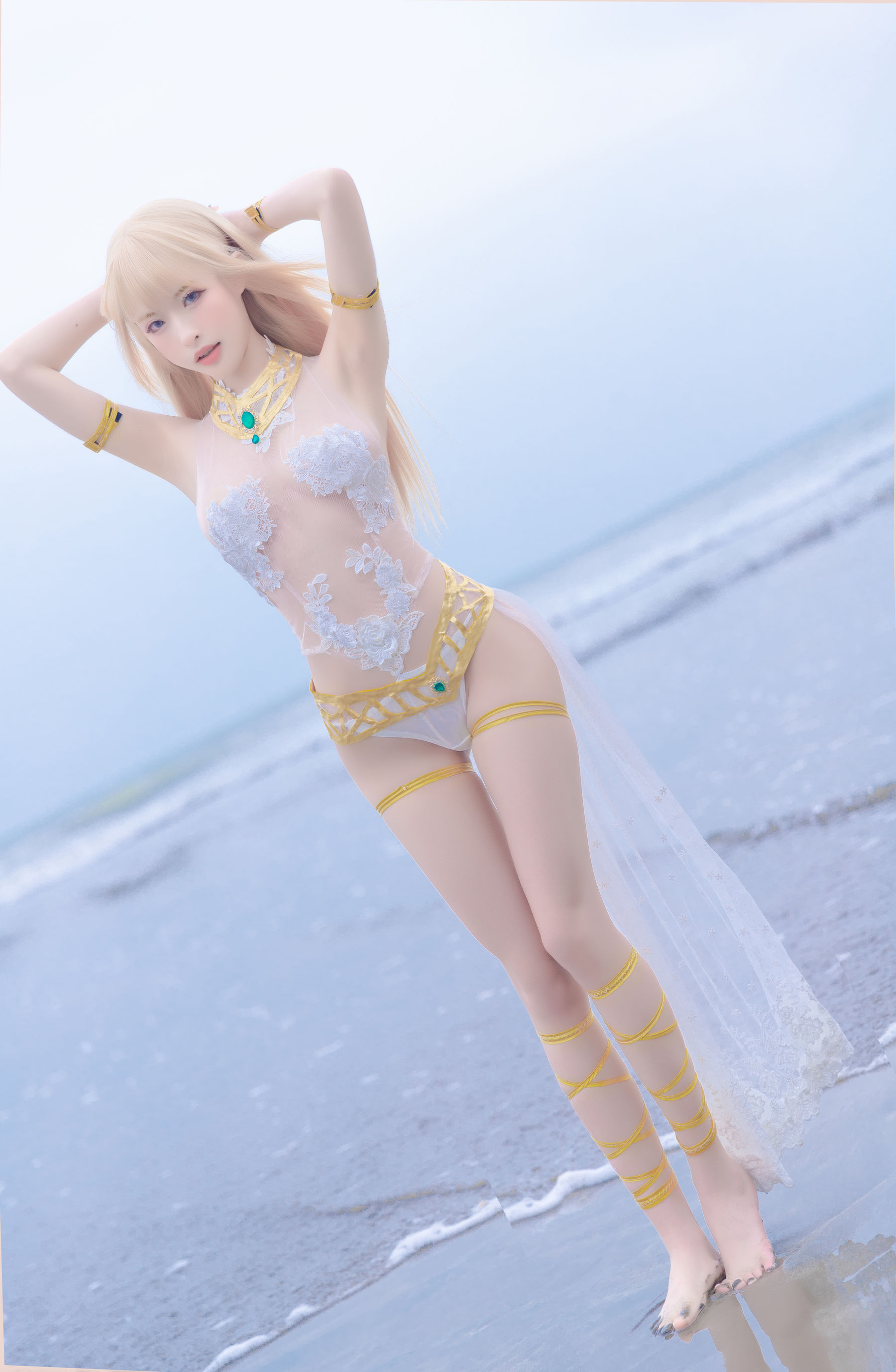 [网红COSER写真] 尤物清水由乃 - 玛丽萝丝白色泳衣