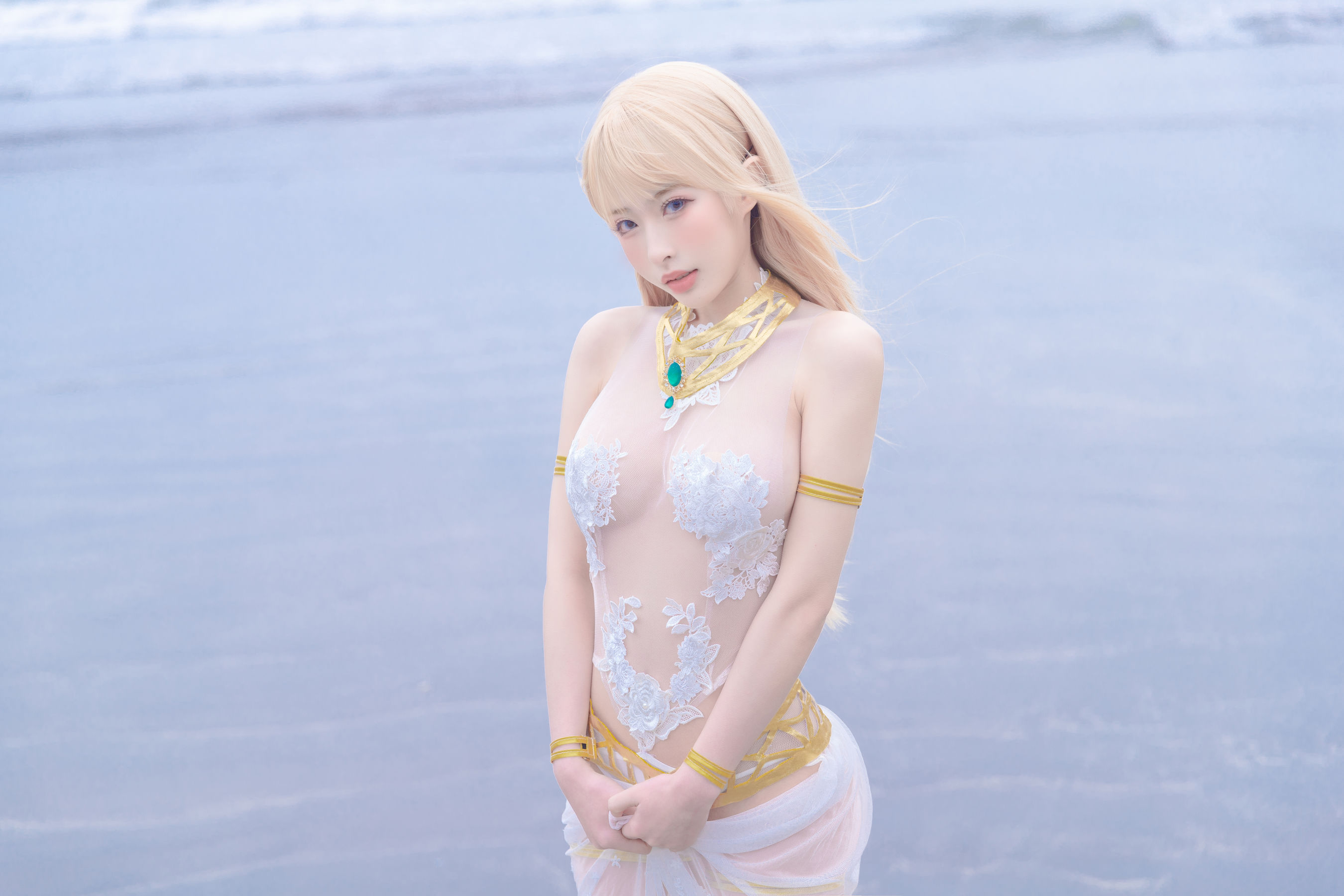 [网红COSER写真] 尤物清水由乃 - 玛丽萝丝白色泳衣