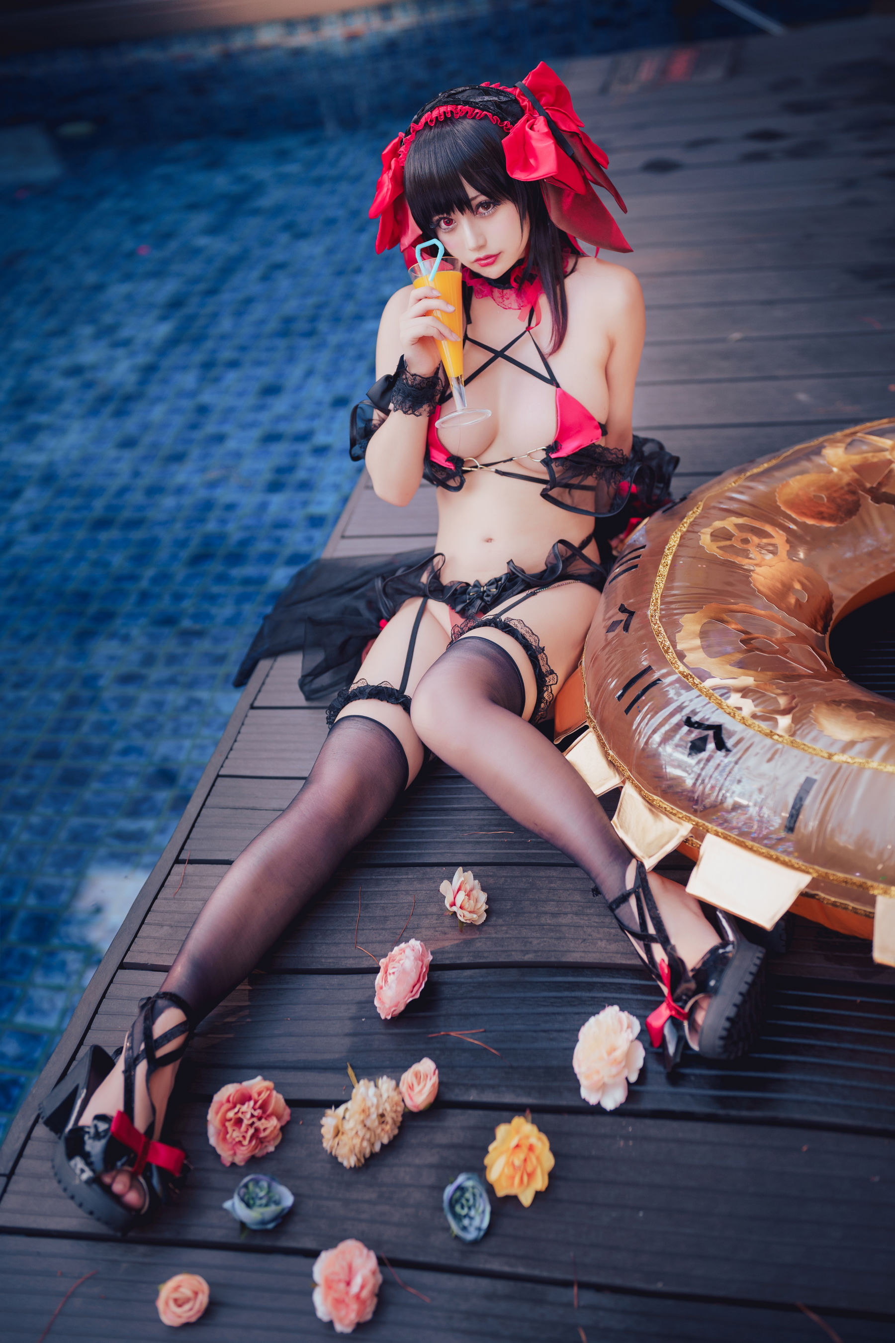 [网红COSER写真] 沖田凜花Rinka - Kurumi Tokisaki Swimsuit