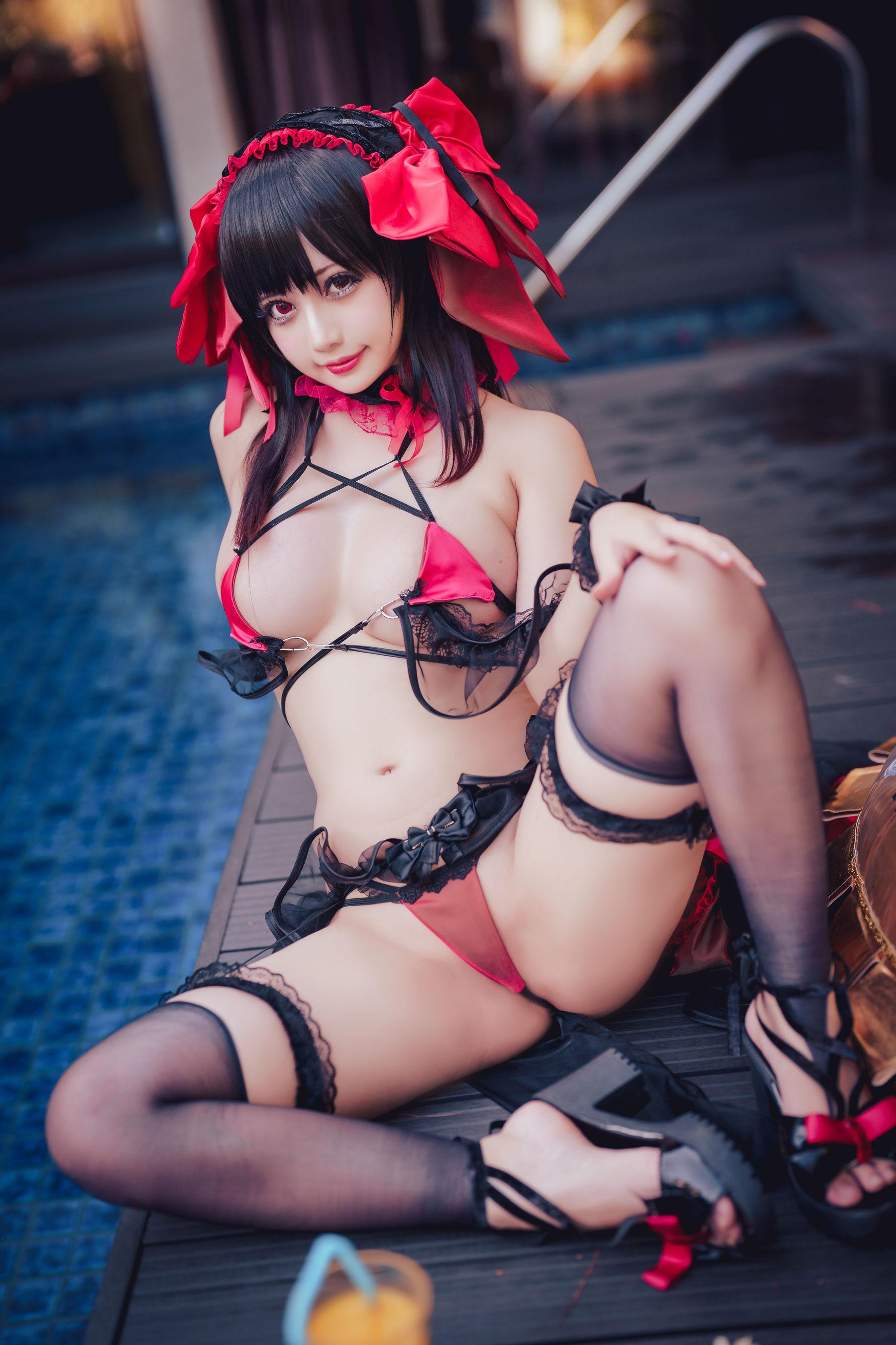 [网红COSER写真] 沖田凜花Rinka - Kurumi Tokisaki Swimsuit
