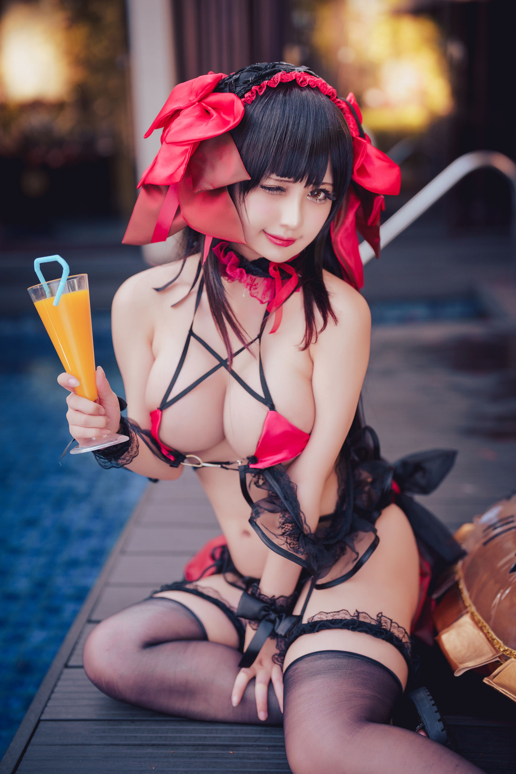 [网红COSER写真] 沖田凜花Rinka - Kurumi Tokisaki Swimsuit