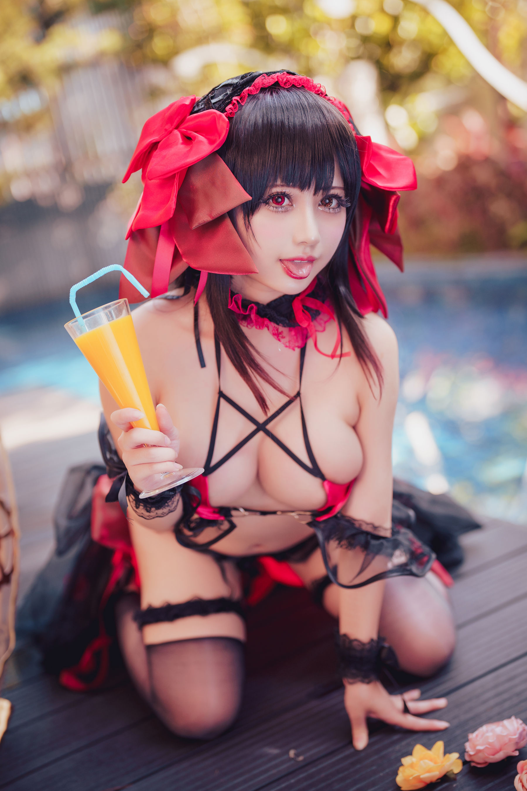 [网红COSER写真] 沖田凜花Rinka - Kurumi Tokisaki Swimsuit