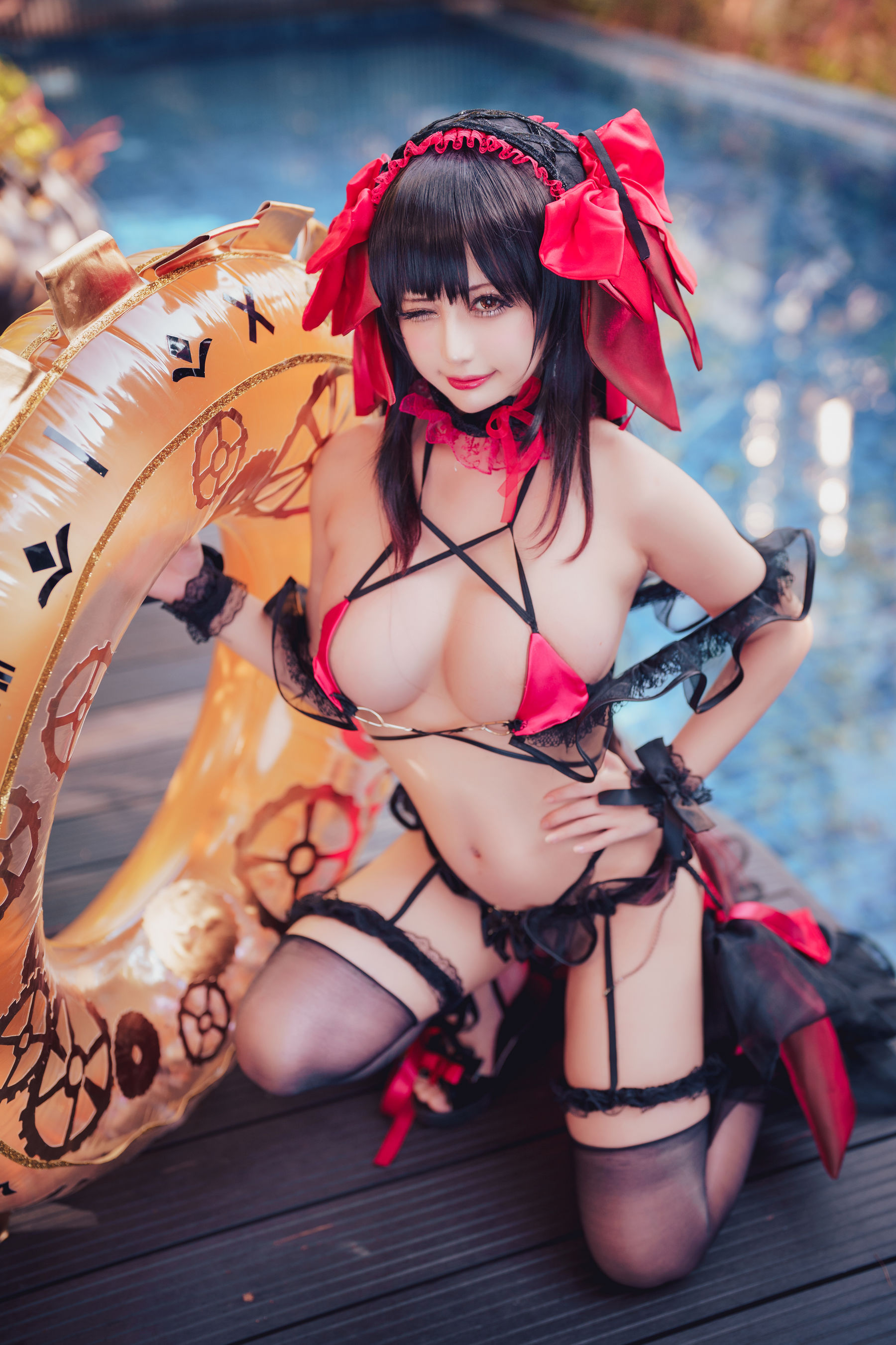 [网红COSER写真] 沖田凜花Rinka - Kurumi Tokisaki Swimsuit