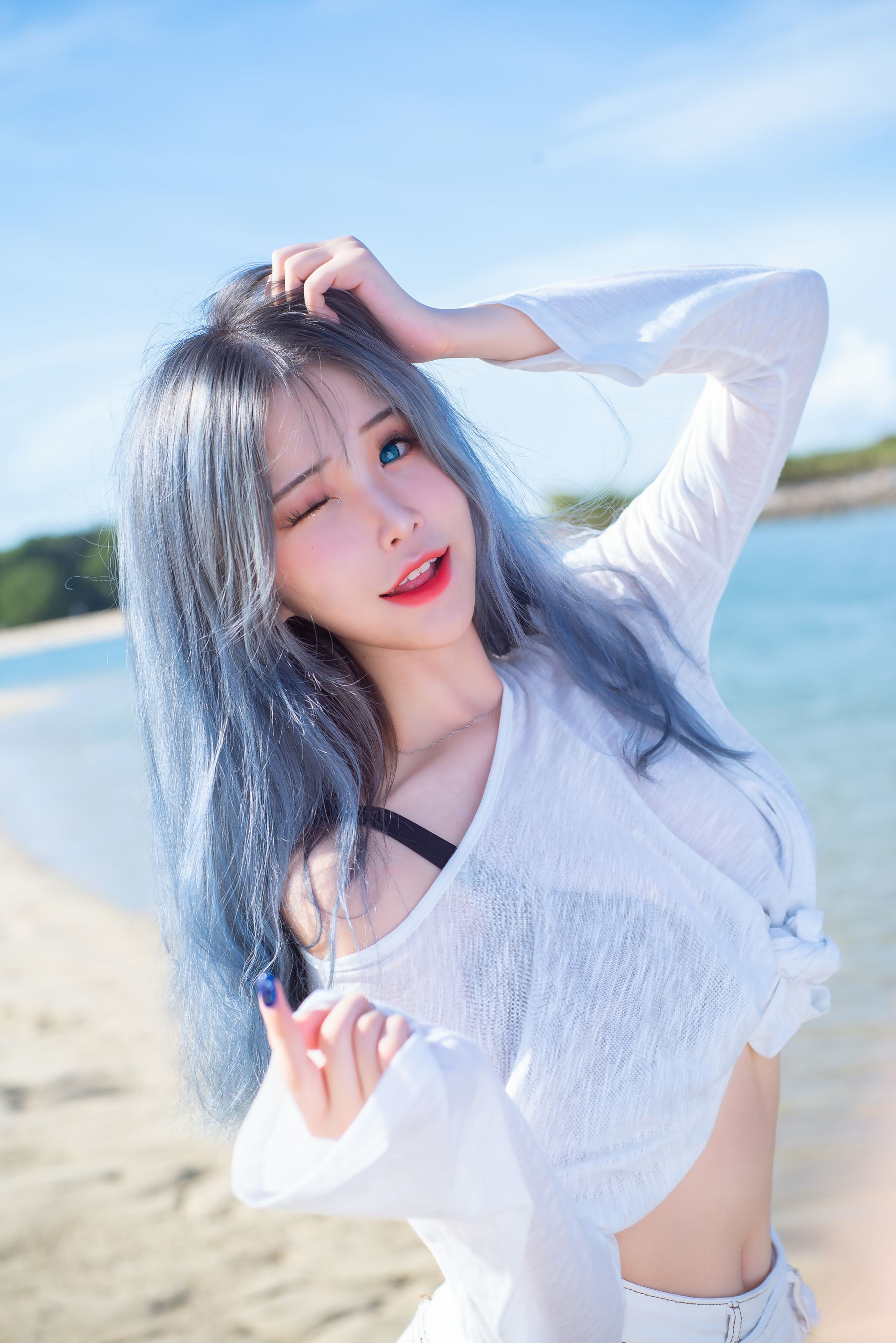 [网红COSER写真] 花リリ(Plant Lily) - Beach lily
