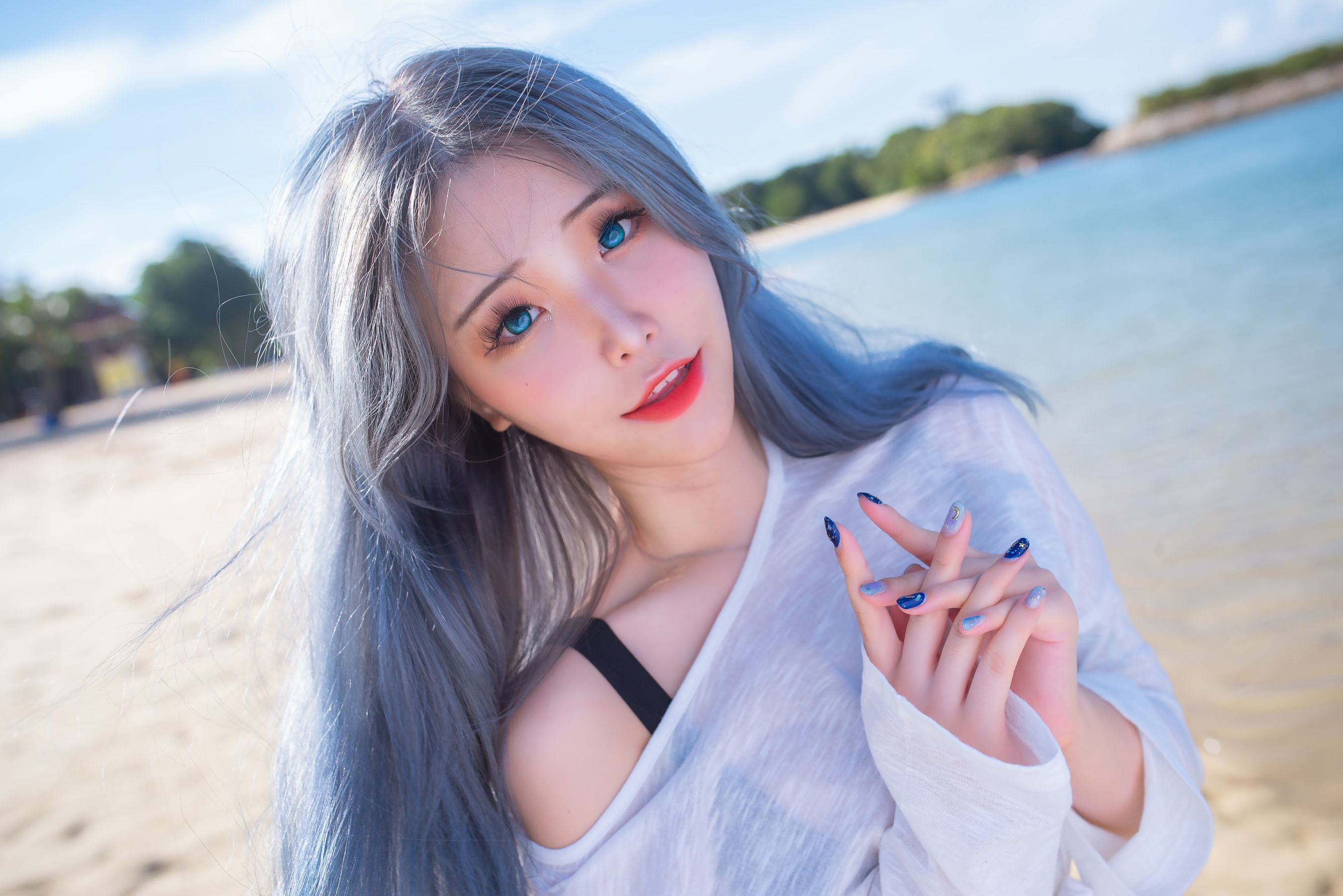 [网红COSER写真] 花リリ(Plant Lily) - Beach lily