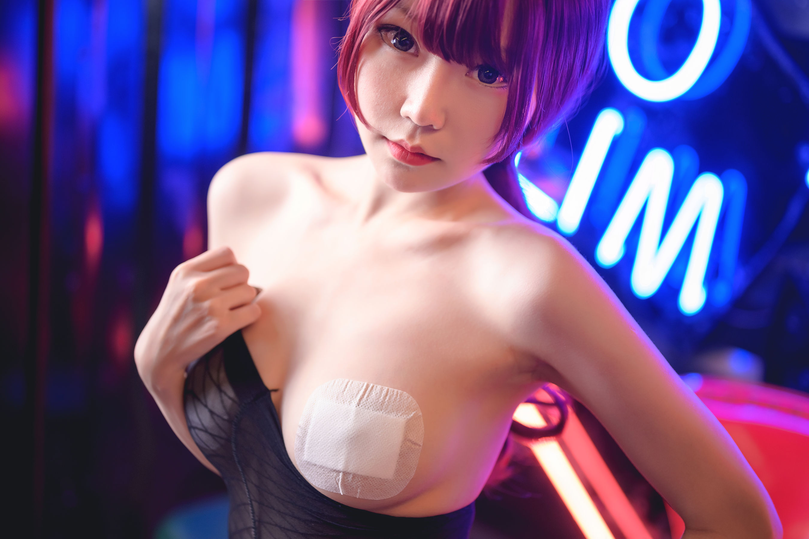 [福利COS] 香草喵露露写真 - 连体黑丝