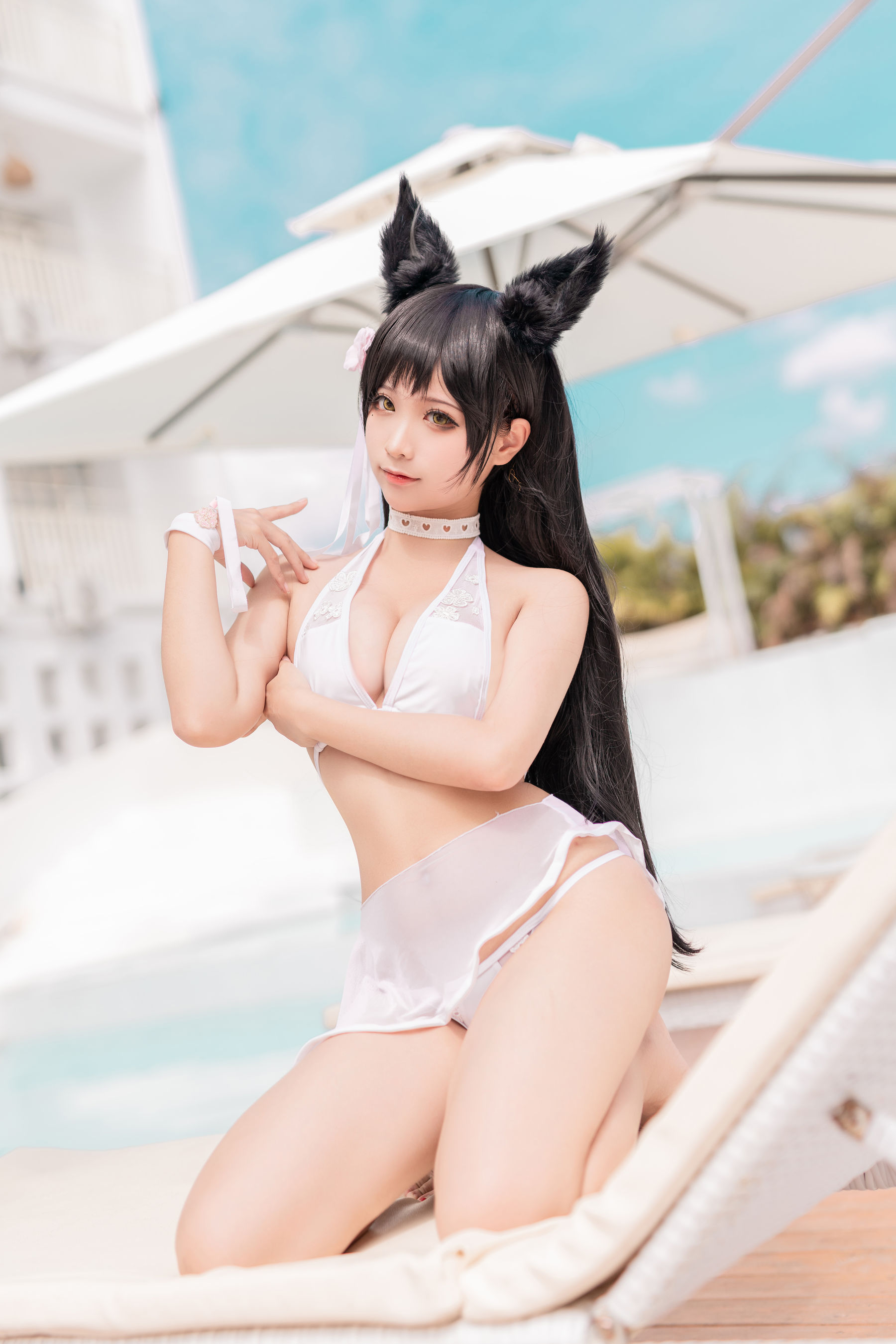 [福利COS] 动漫博主蠢沫沫 - 爱宕 犬 泳装