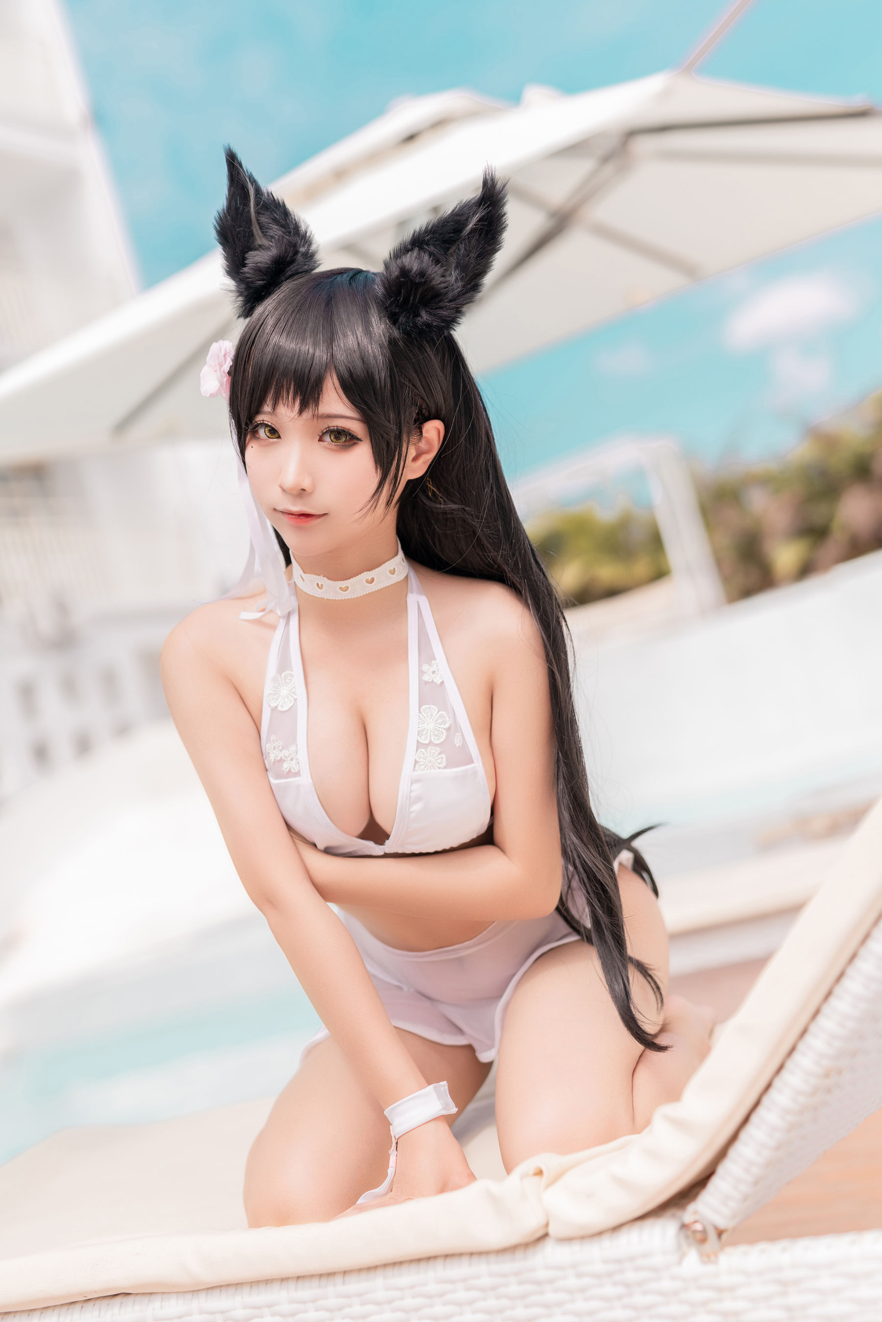 [福利COS] 动漫博主蠢沫沫 - 爱宕 犬 泳装