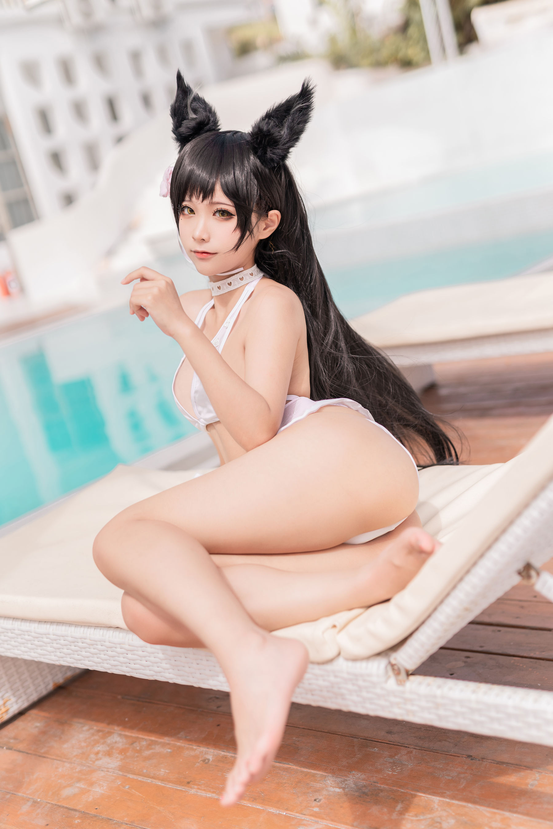 [福利COS] 动漫博主蠢沫沫 - 爱宕 犬 泳装