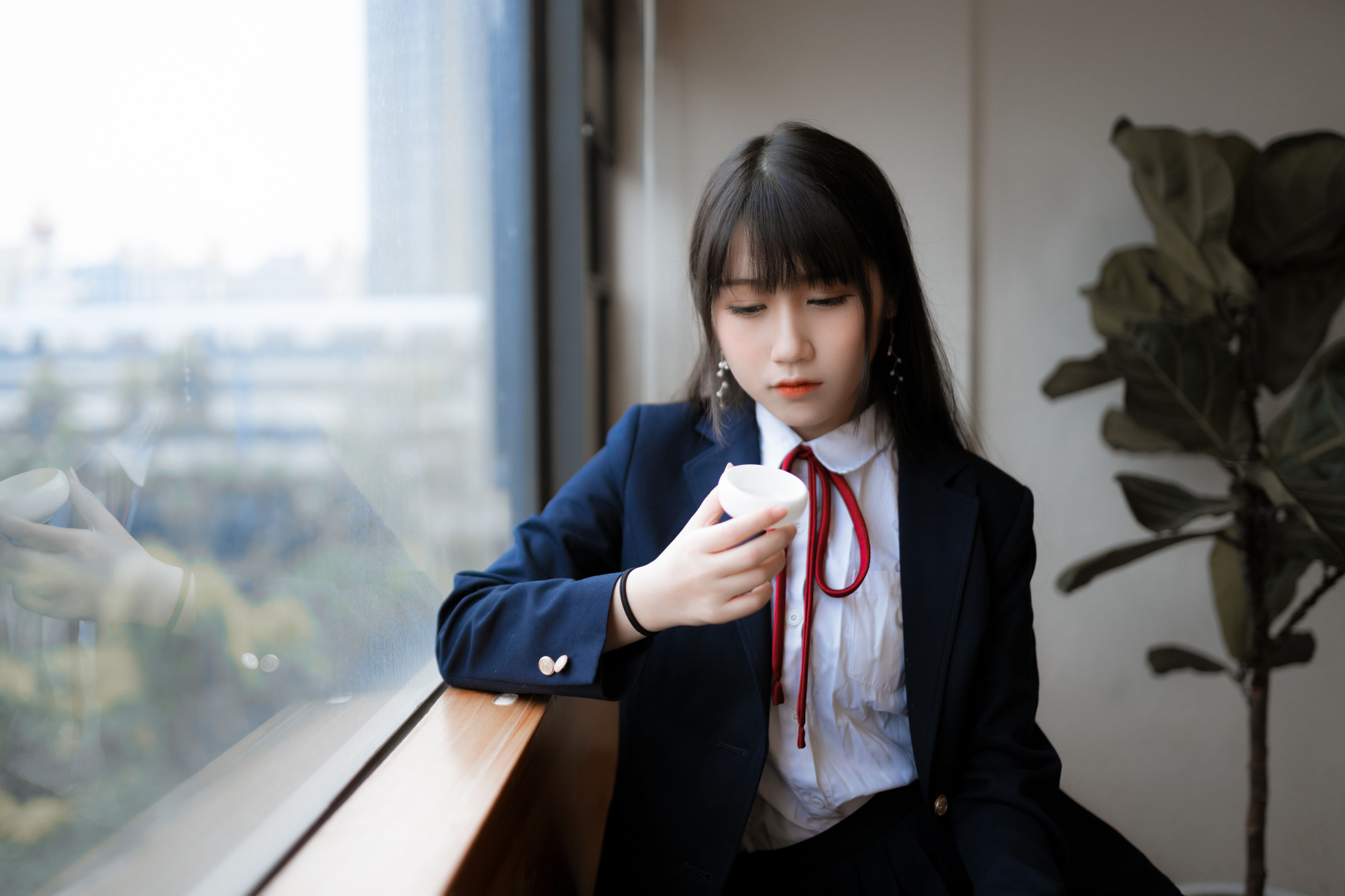 [福利COS] 微博人气Coser不呆猫 - 校服JK