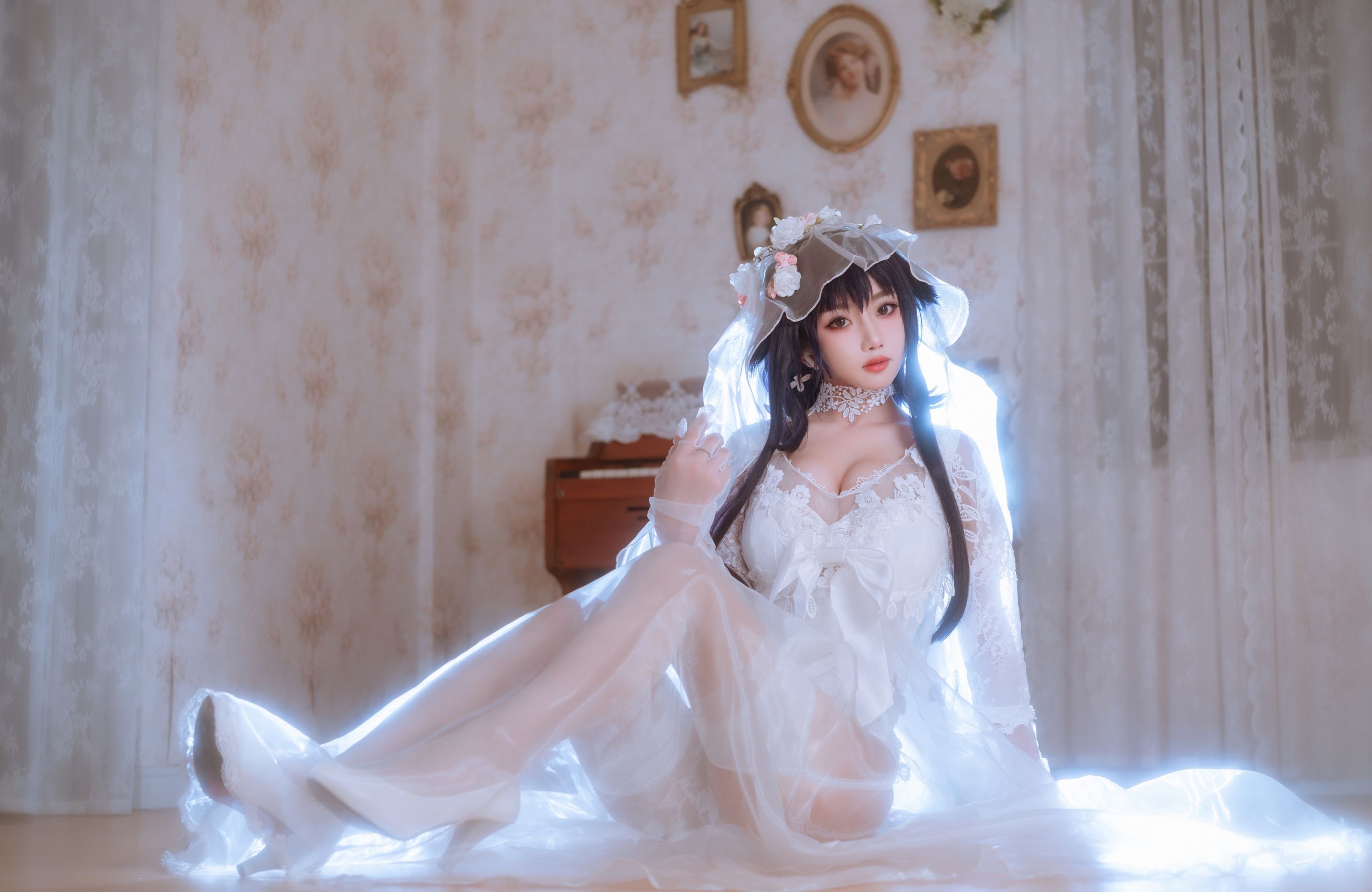 [福利COS] 白嫩美少女鬼畜瑶 - 婚纱
