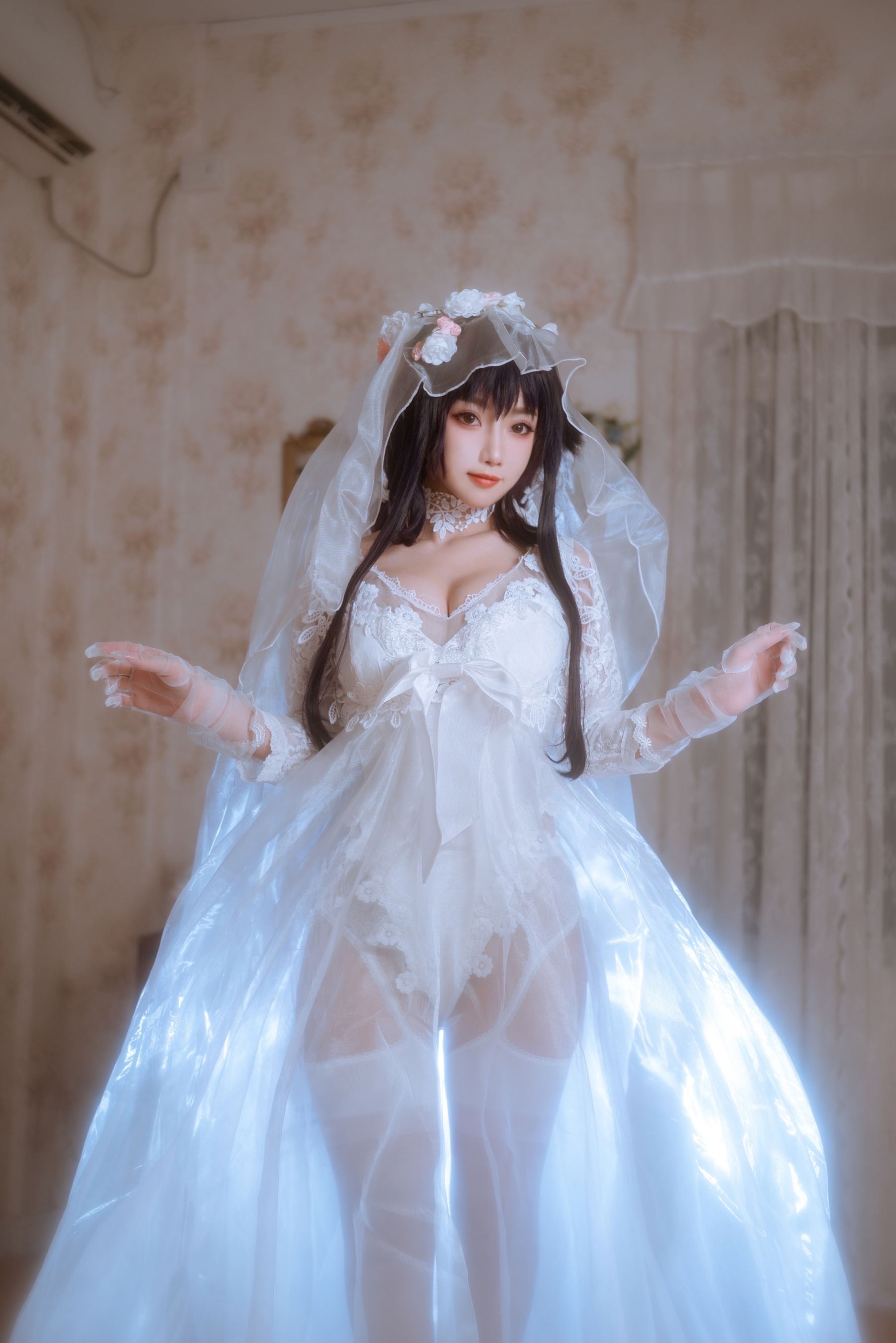 [福利COS] 白嫩美少女鬼畜瑶 - 婚纱