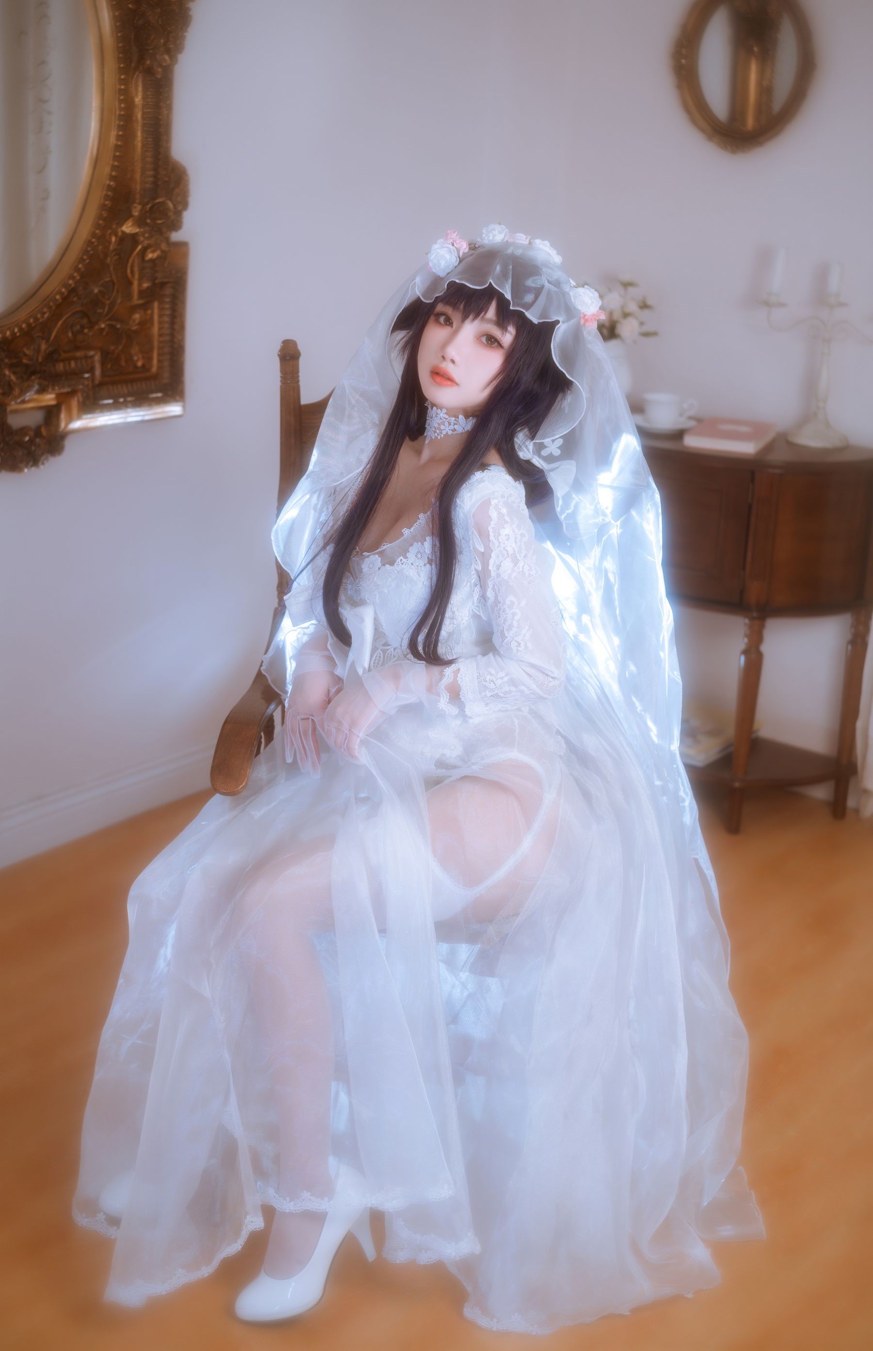 [福利COS] 白嫩美少女鬼畜瑶 - 婚纱