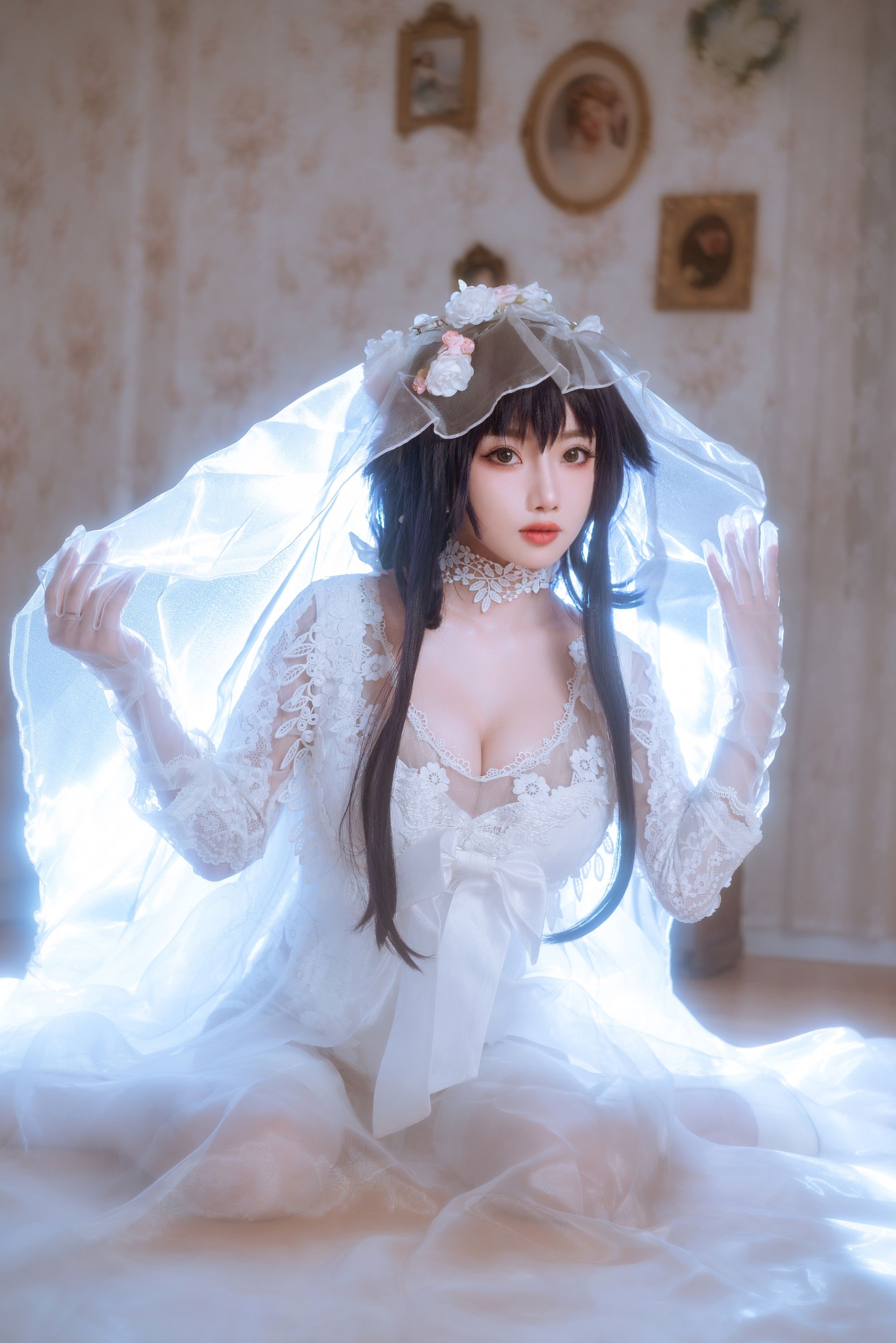 [福利COS] 白嫩美少女鬼畜瑶 - 婚纱
