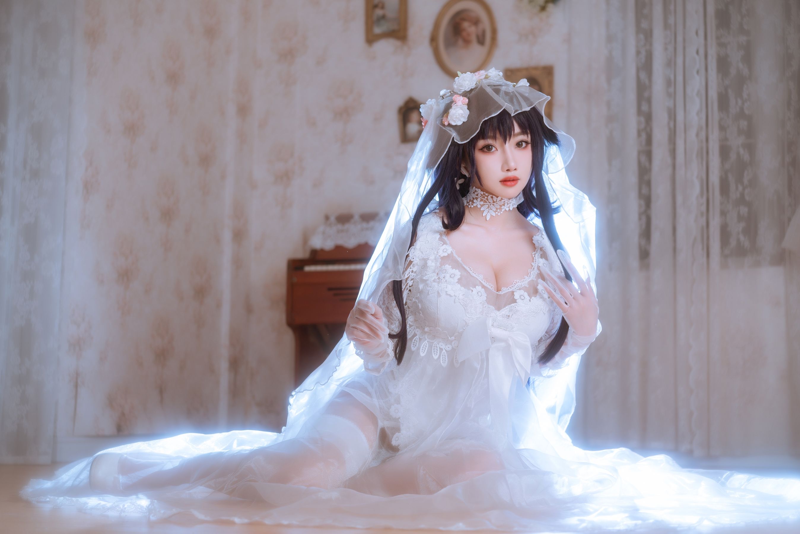 [福利COS] 白嫩美少女鬼畜瑶 - 婚纱