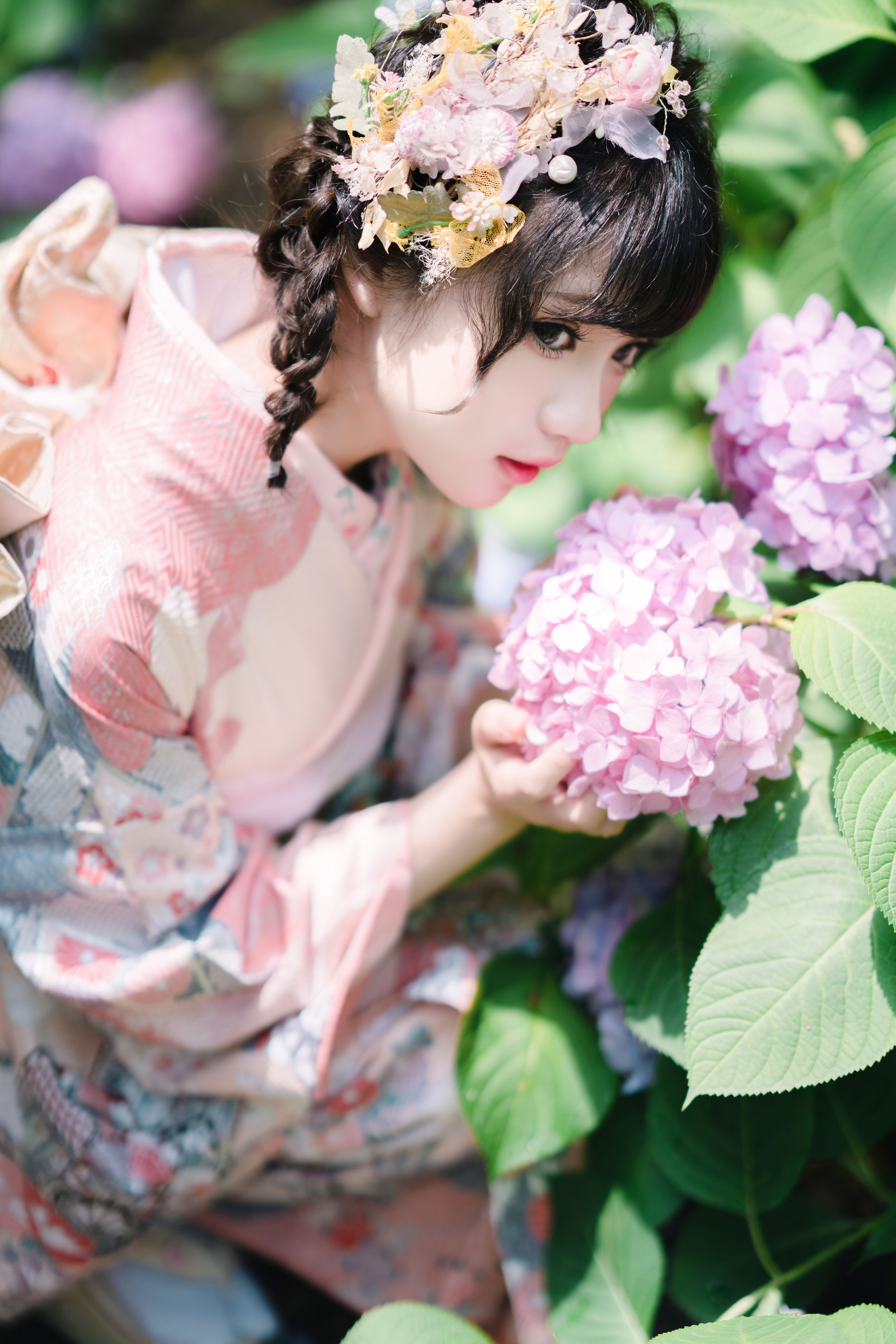 [福利COS] 花柒Hana - 绣球花和服