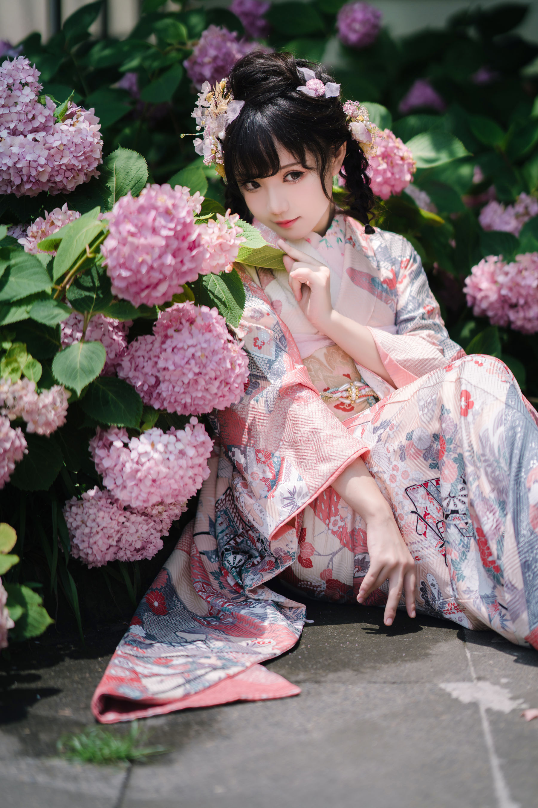 [福利COS] 花柒Hana - 绣球花和服