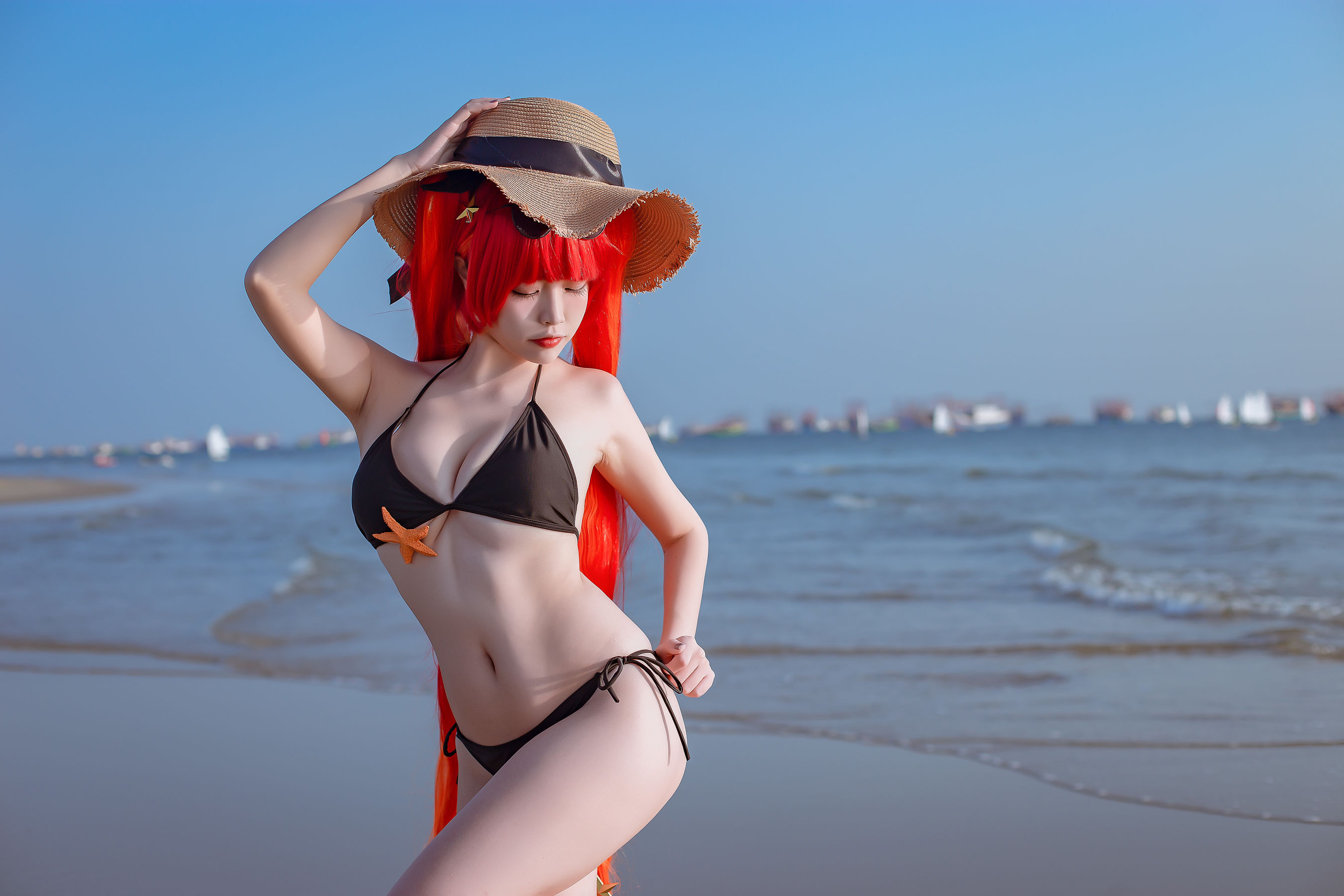[网红COS] 人气Coser二佐Nisa - 碧蓝 火奴鲁鲁泳装