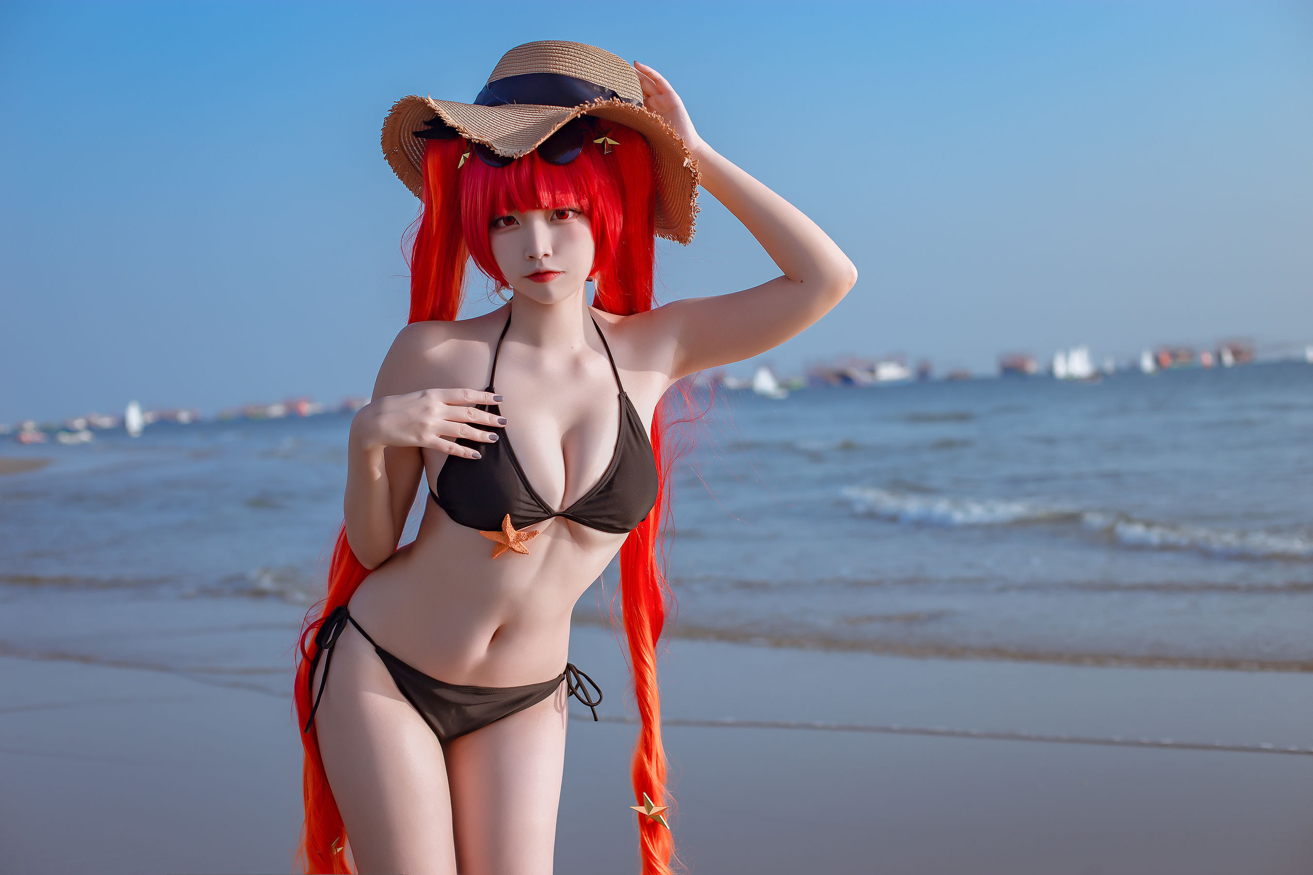 [网红COS] 人气Coser二佐Nisa - 碧蓝 火奴鲁鲁泳装