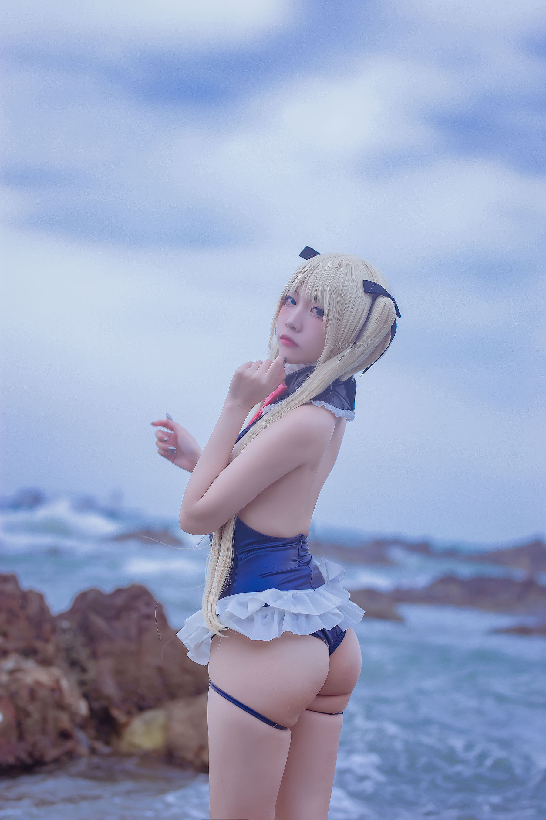 [网红COS] 人气Coser二佐Nisa - 碧蓝 玛丽罗斯泳装