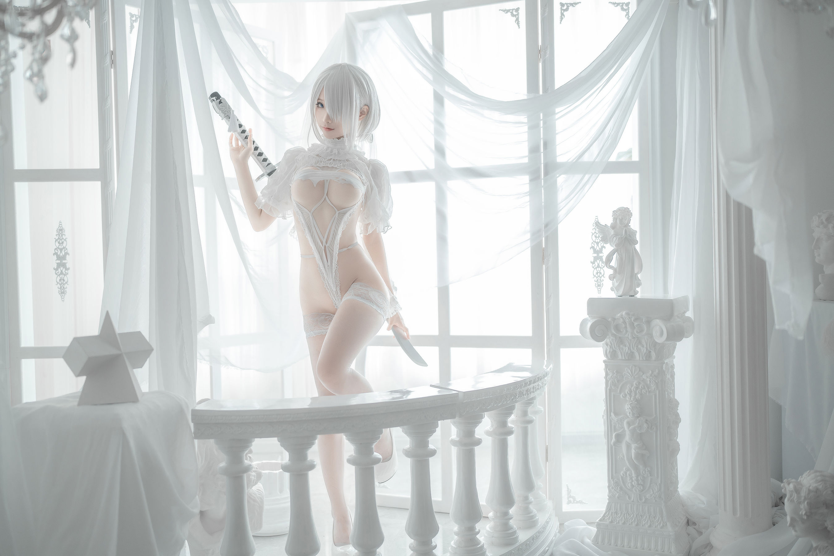 [网红COS] 动漫博主蠢沫沫 - 2B-白婚纱